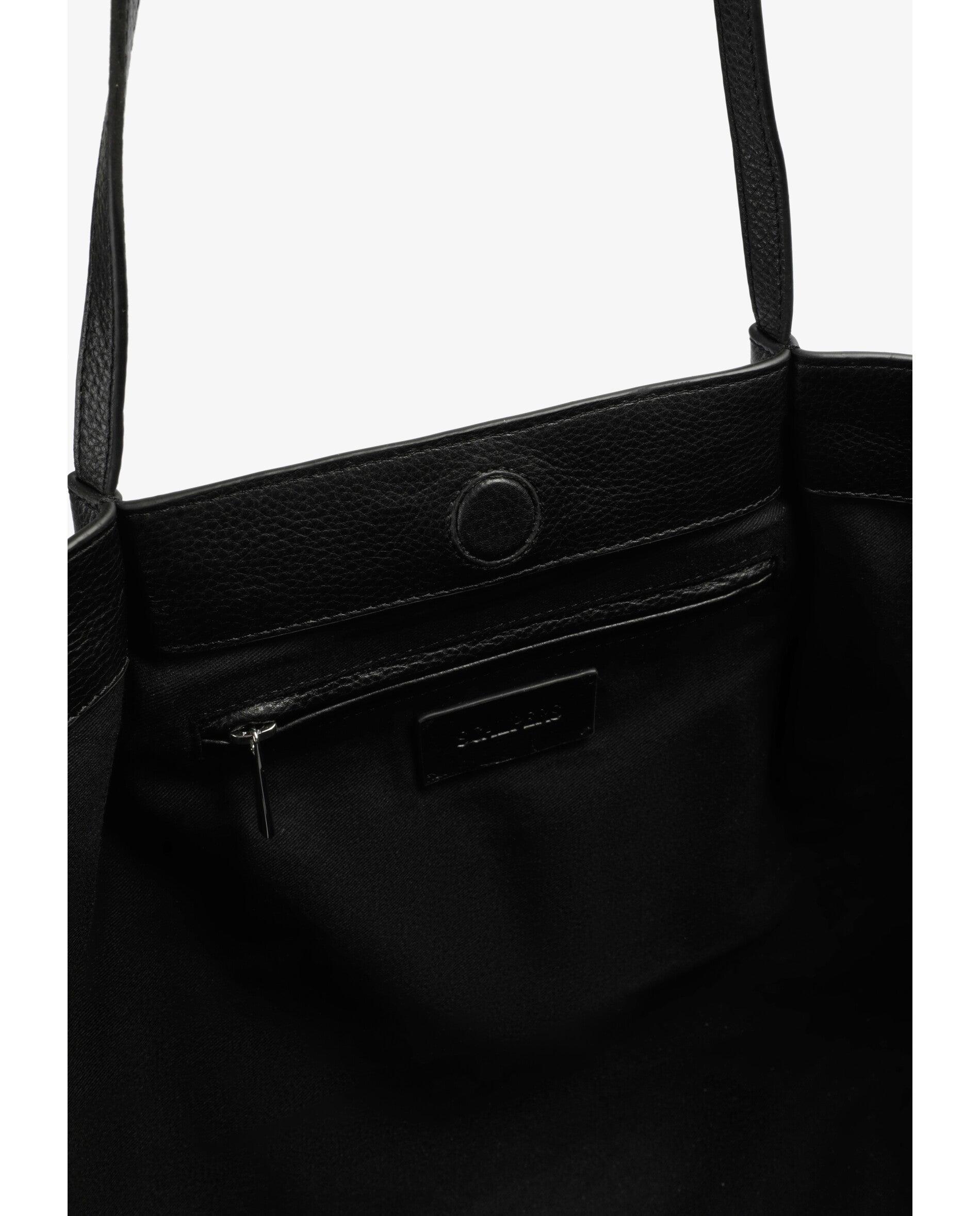 Shopper de Pele com Franjas Laterais Preto-5