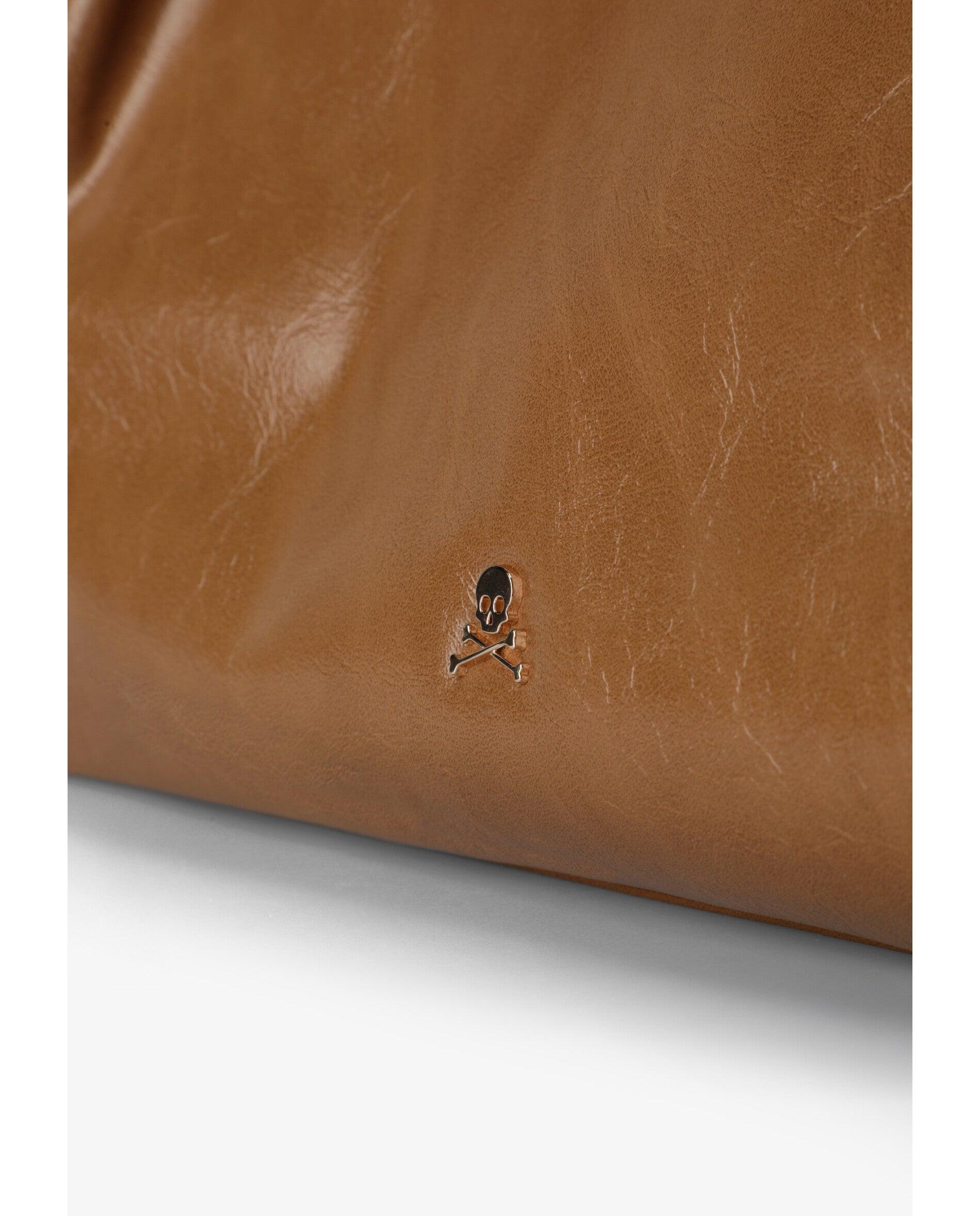 Shopper Efeito Pele com Detalhe de Tachas Castanho-claro-4