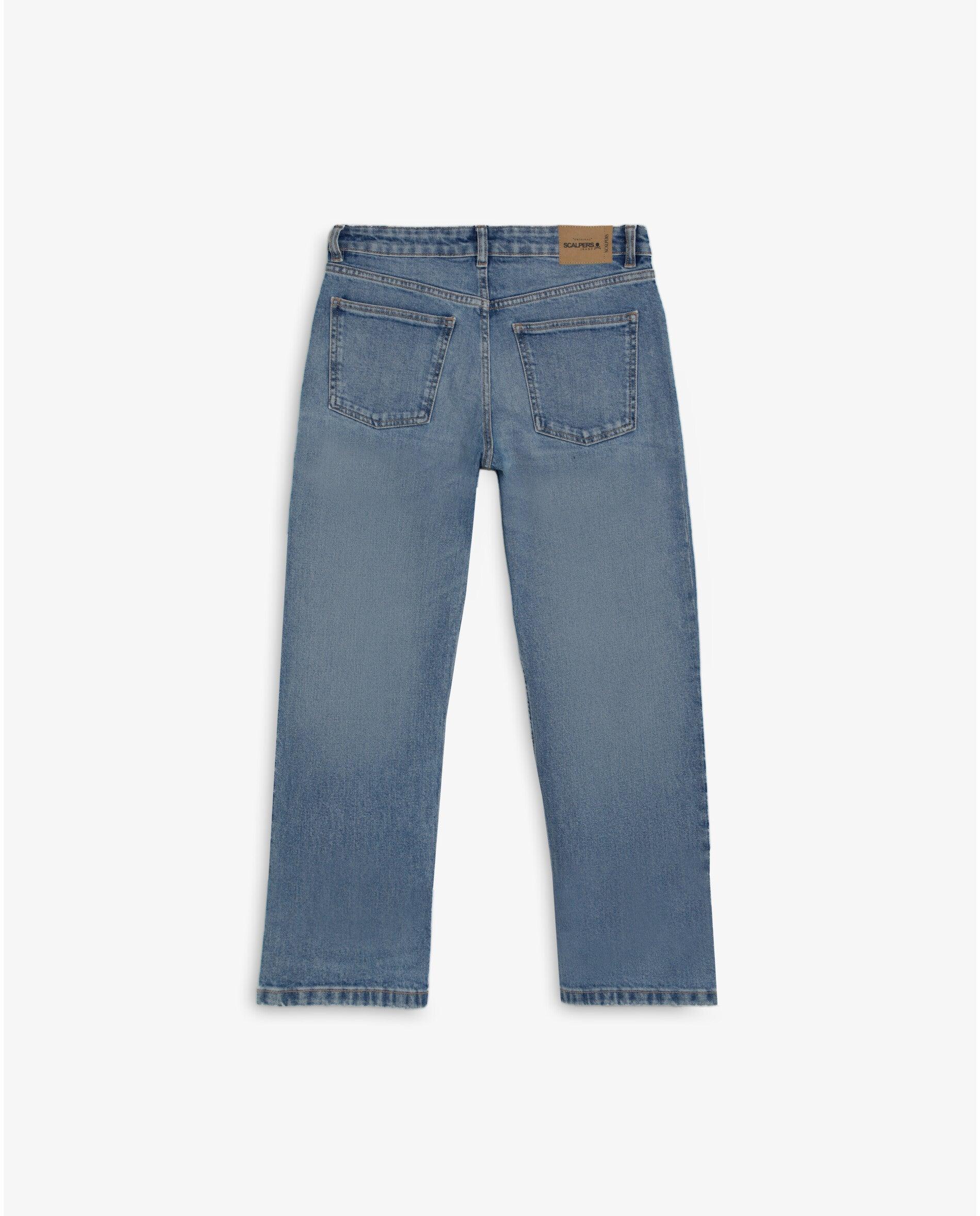 Jeans com Corte a Direito Ligeiramente Elástico de Cintura Descaída Índigo-5