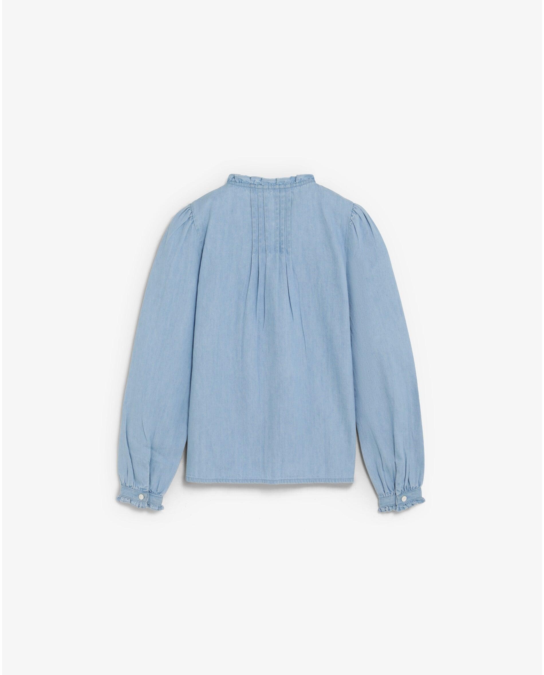 Blusa Denim com Pregas Frontais Índigo-2