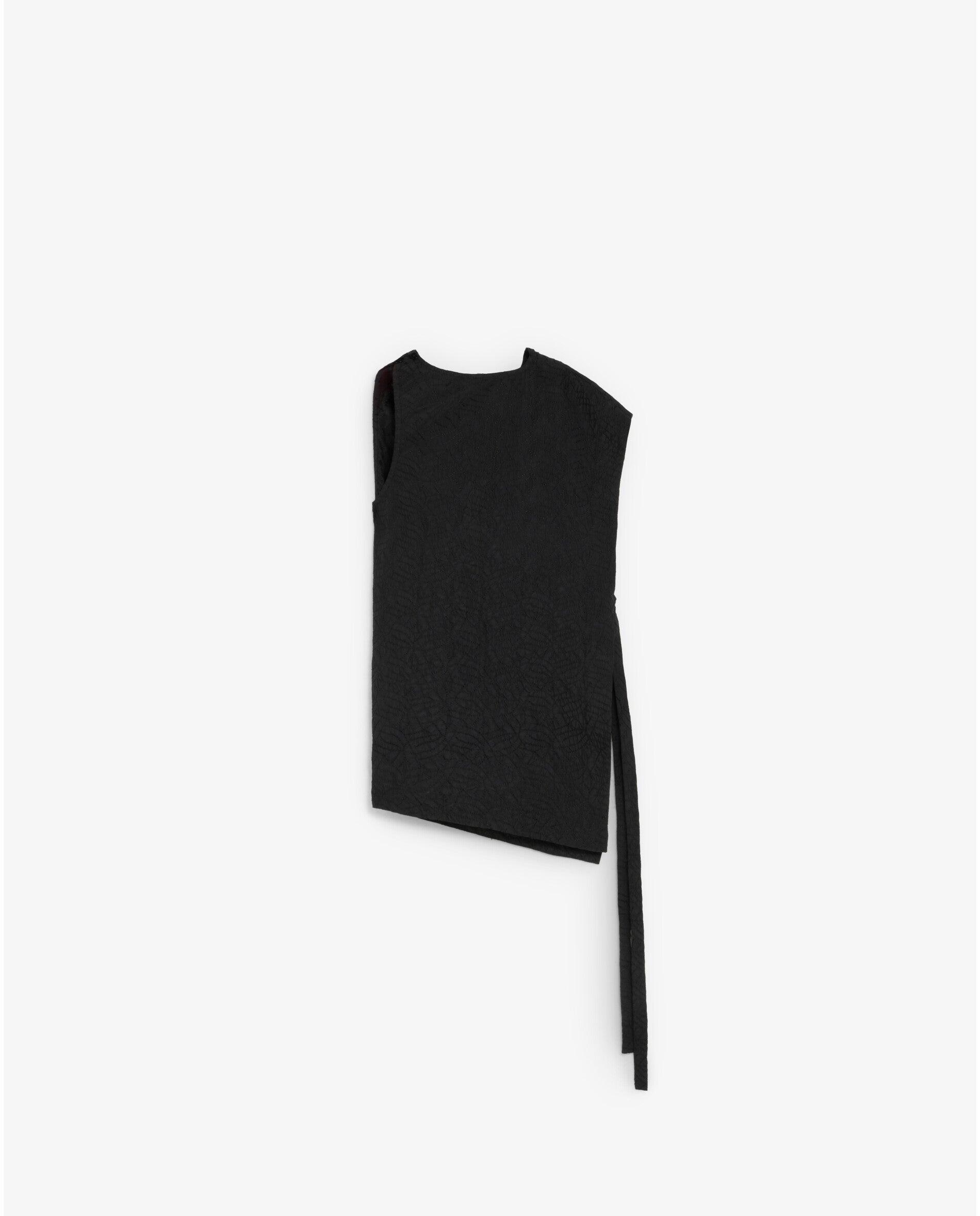 Top com Gola Drapeada e Bainha Assimétrica Preto-8