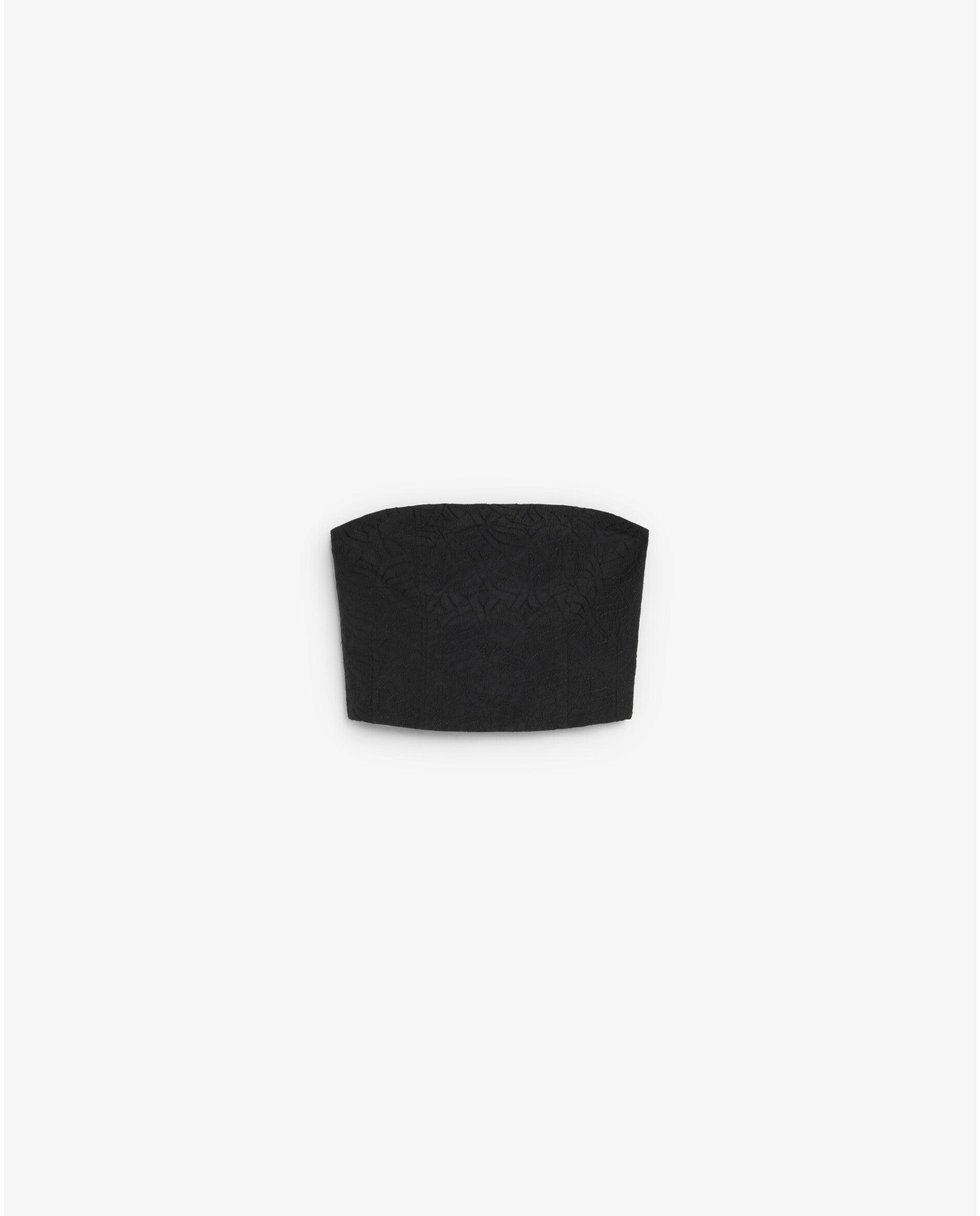 Top em Tecido Bordado com Decote Palavra de Honra Preto-4