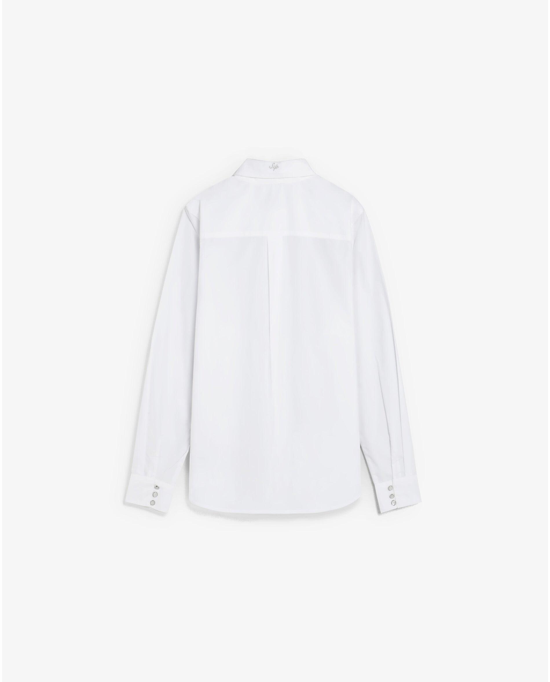 Camisa com Detalhe de Abalorios na Gola Branco-2