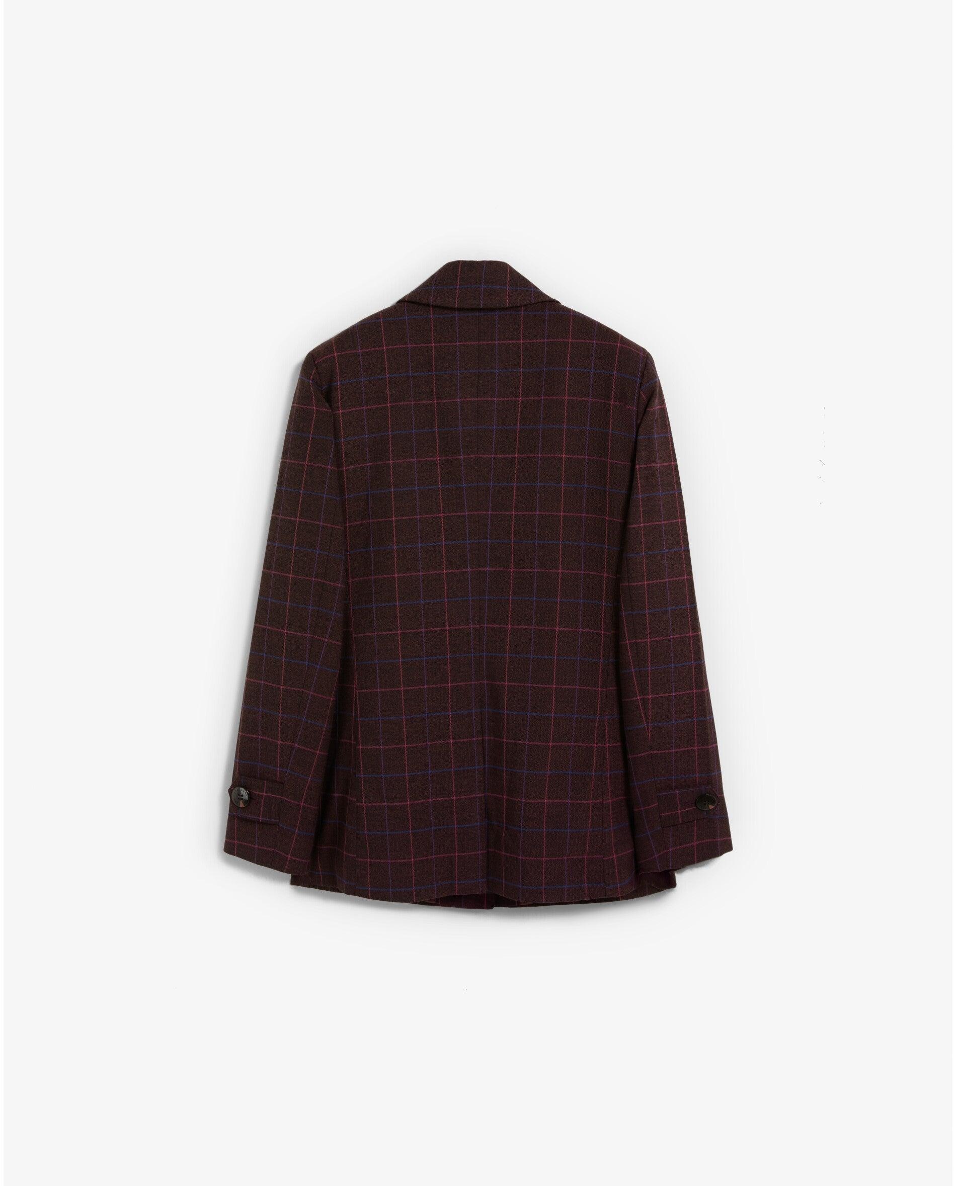 Blazer Regular Fit com Estampado Aos Quadrados Bordeaux-2