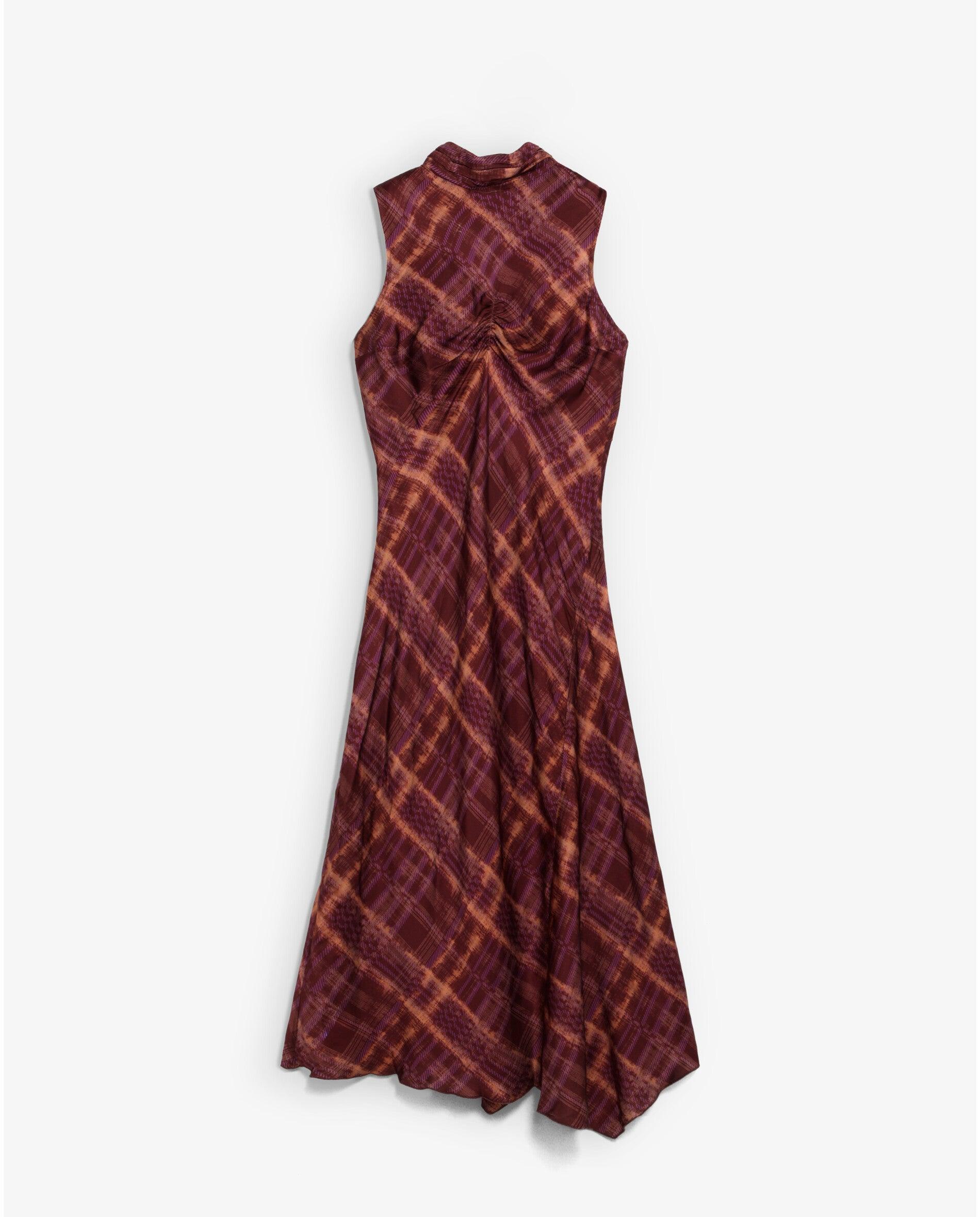 Imagem 0 de Vestido Comprido sem Mangas com Estampado Aos Quadrados