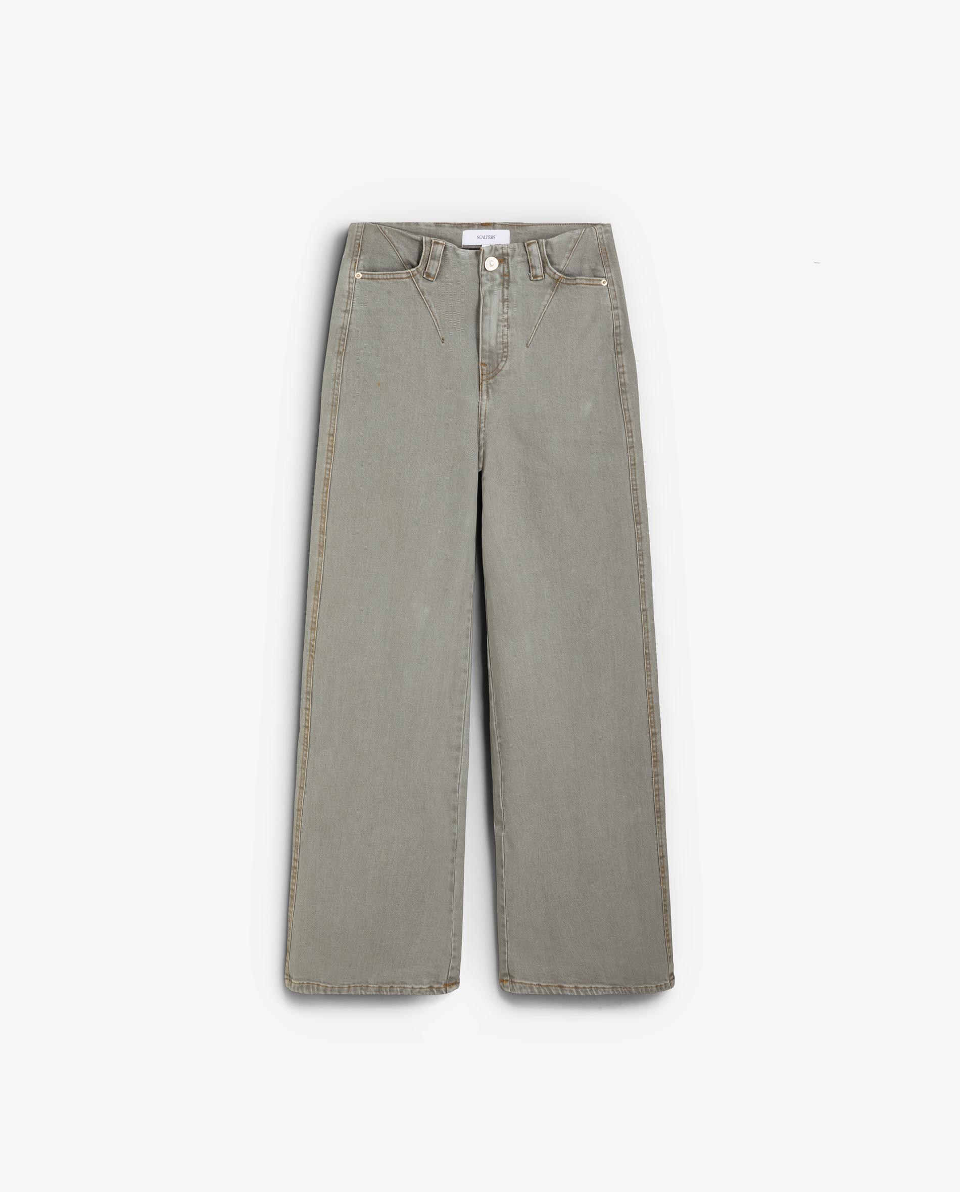 Imagem 0 de Jeans Largos com Costuras e Cós de Uma Só Peça