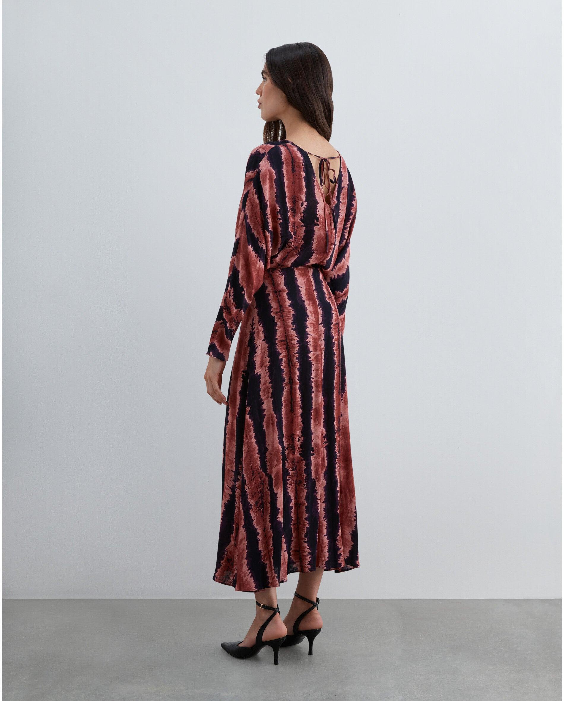 Vestido Midi de Manga Comprida e Estampado Tie-dye Multicolor-3