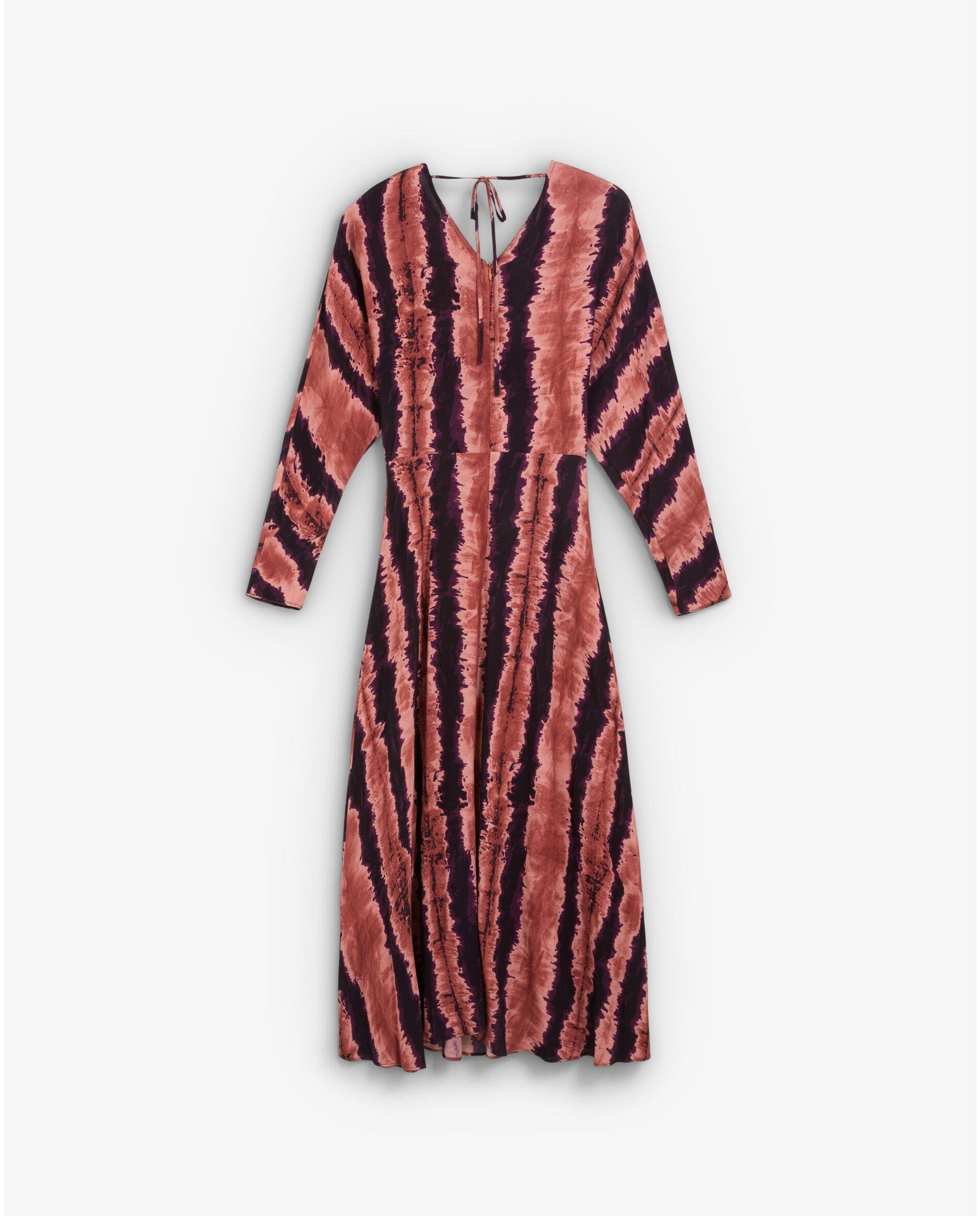 Vestido Midi de Manga Comprida e Estampado Tie-dye Multicolor-5