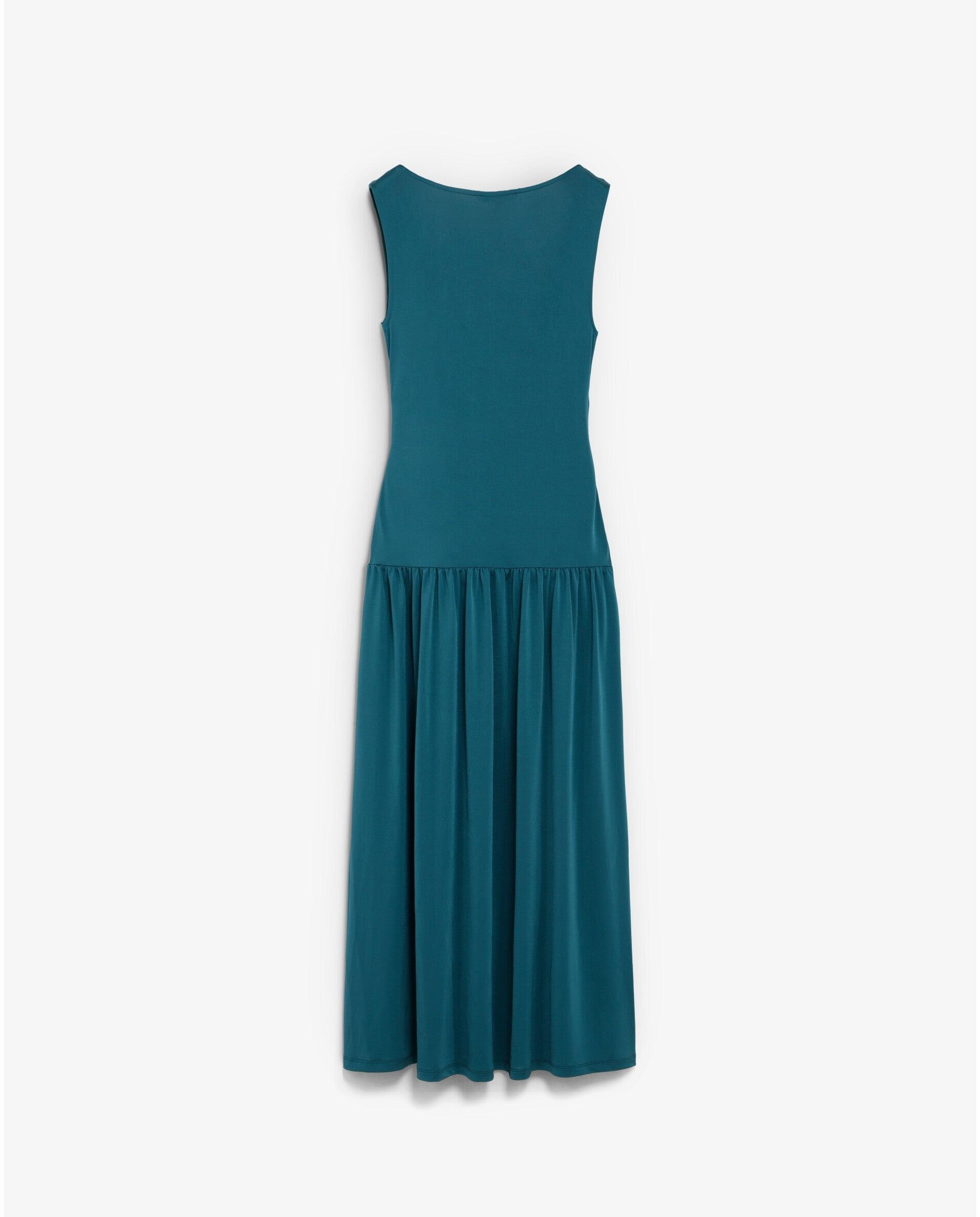 Vestido Midi Drapeado de Malha Elástica Verde-acinzentado-7