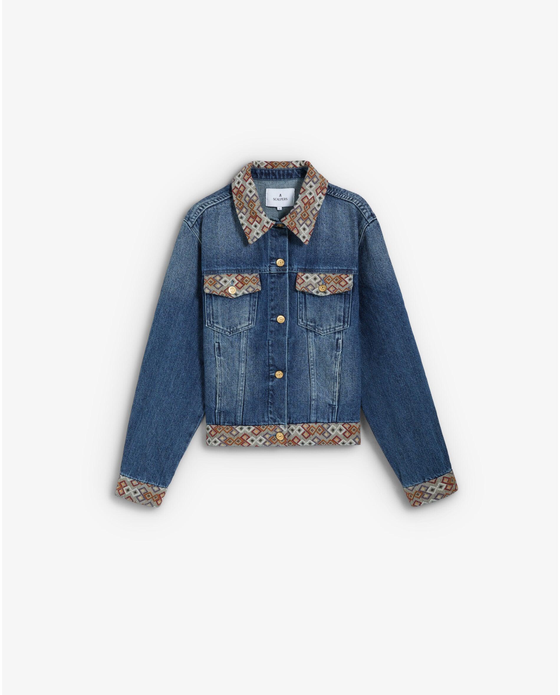 Imagem 0 de Blusão Jeans Regular Fit com Detalhes Étnicos