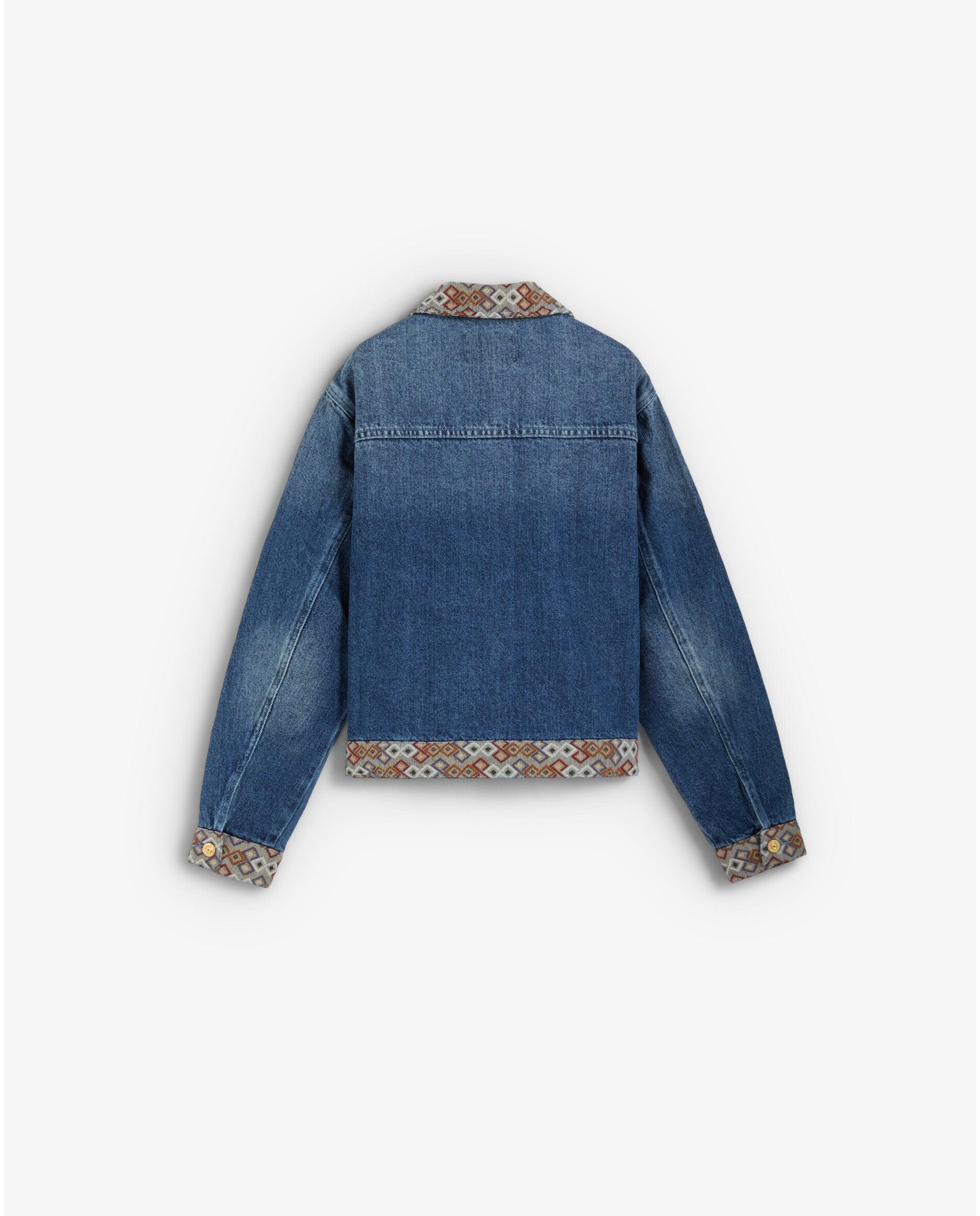 Blusão Jeans Regular Fit com Detalhes Étnicos Índigo-2