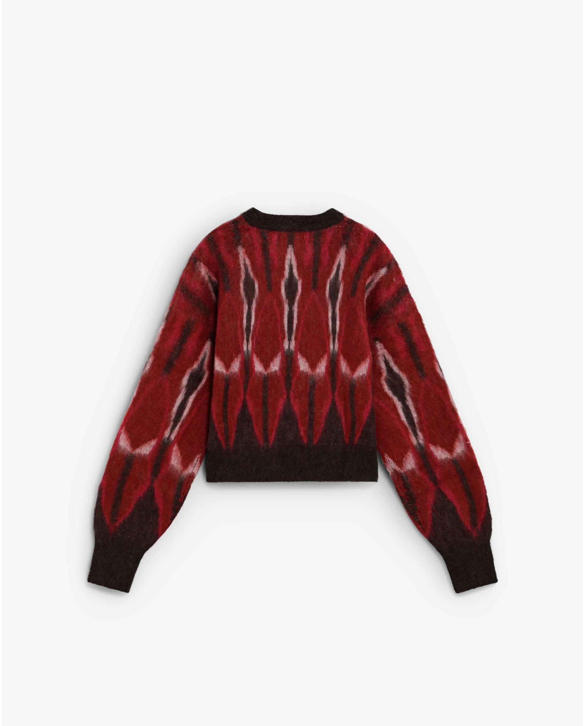 Camisola Tie Dye com Mangas Ligeiramente Abalonadas Vermelho-2