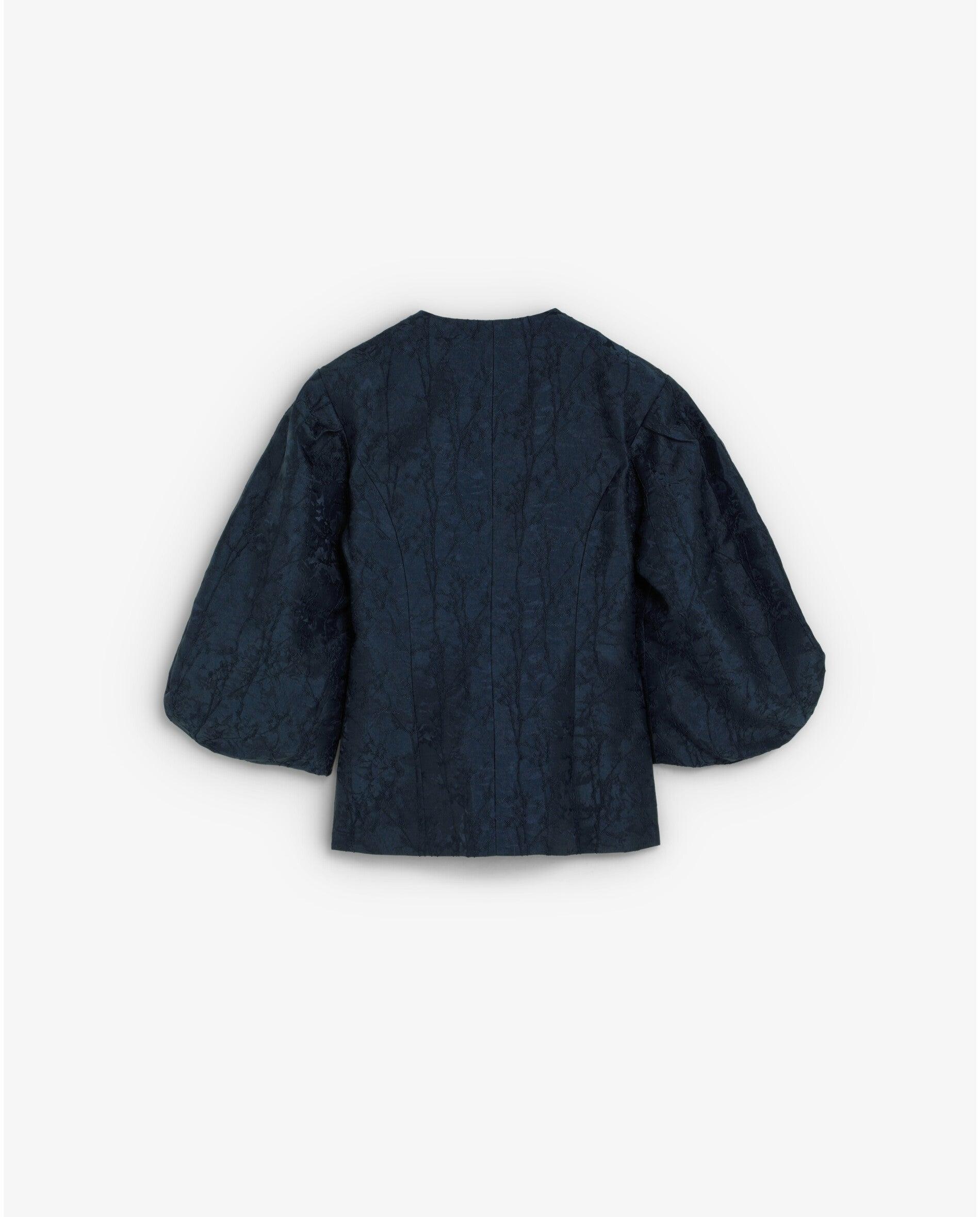 Blazer Slim Fit em Tecido Jacquard Navy-7