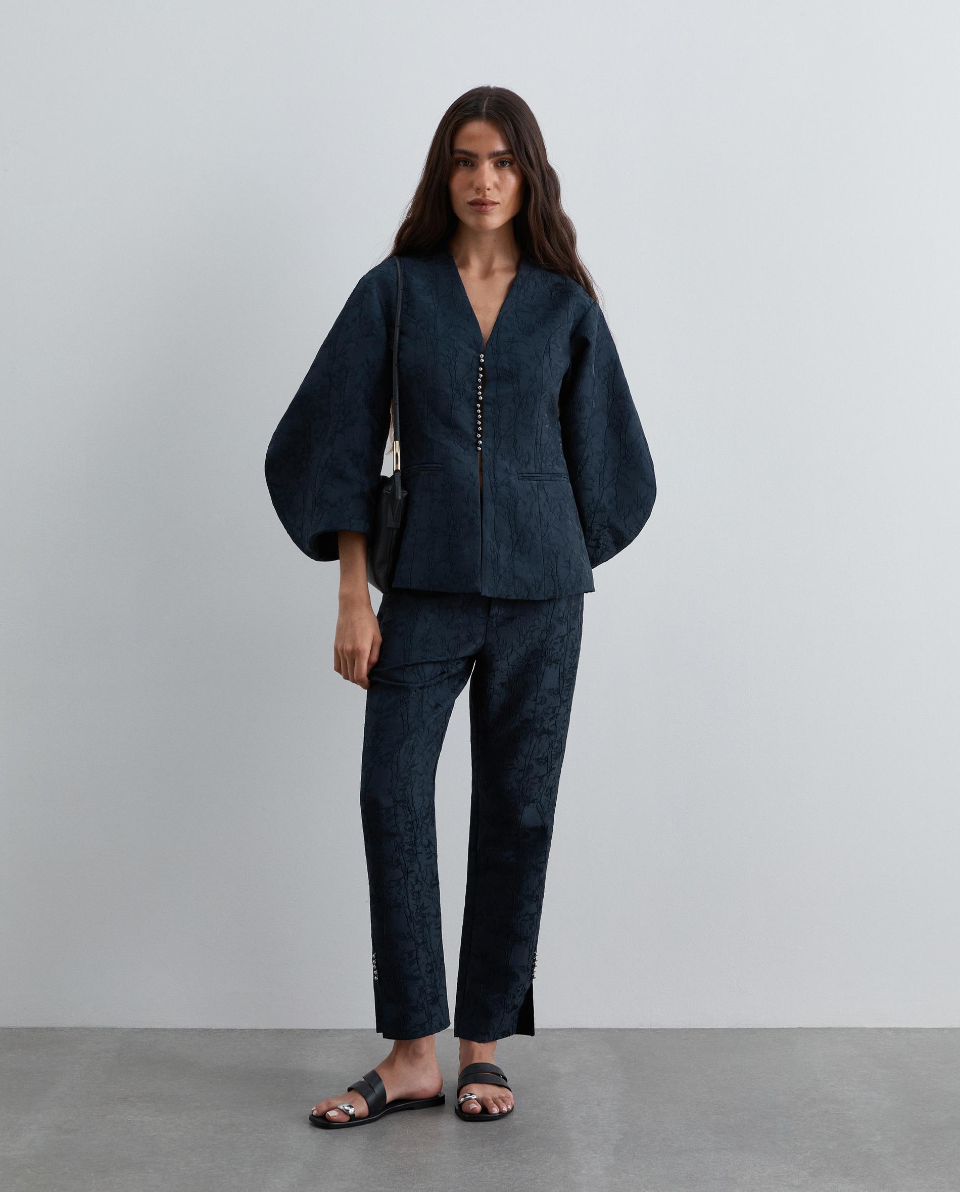 Imagem 0 de Calças com Corte a Direito Relaxed Fit em Tecido Jacquard