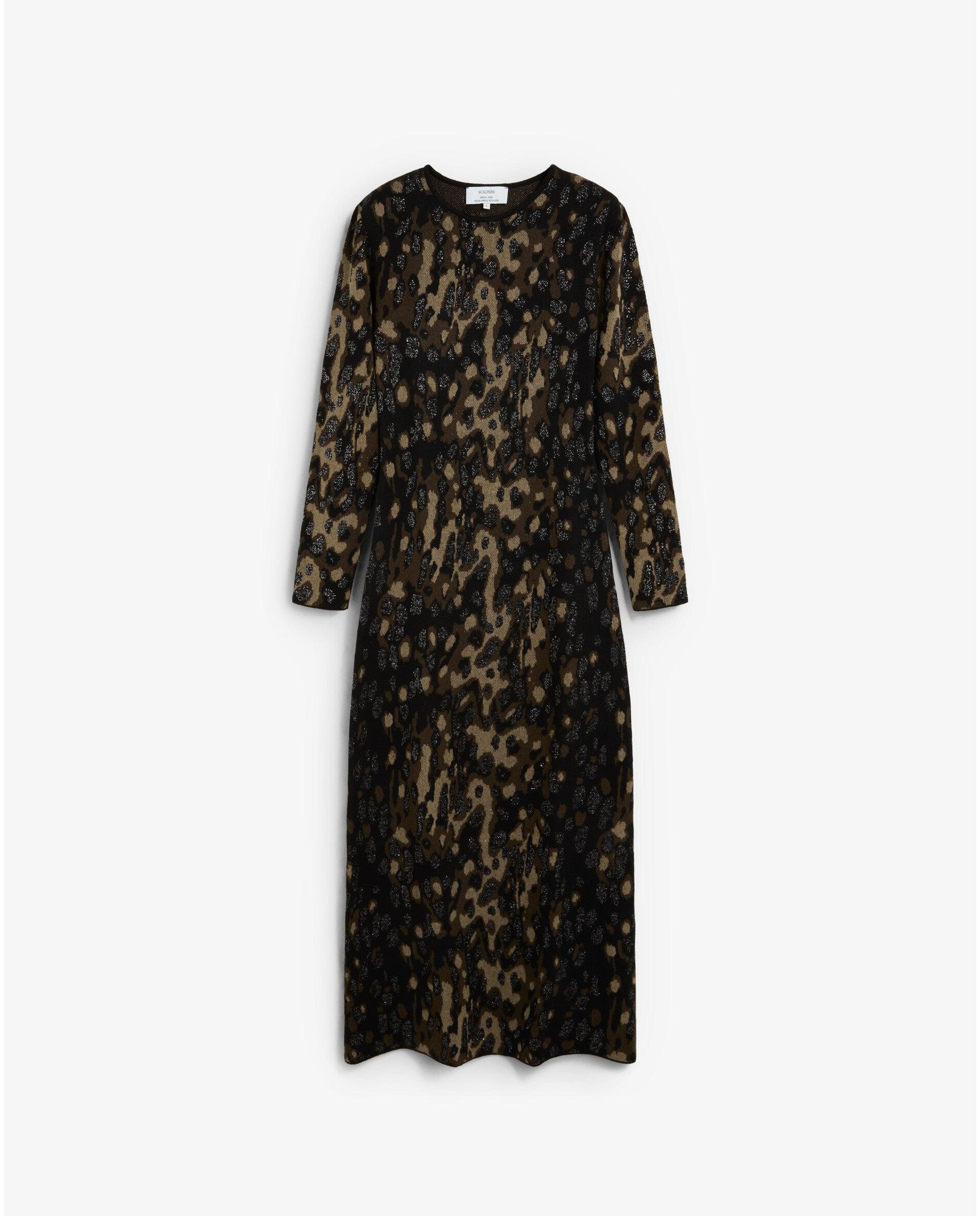 Vestido de Malha Jacquard de Corte Midi Multicolor-5