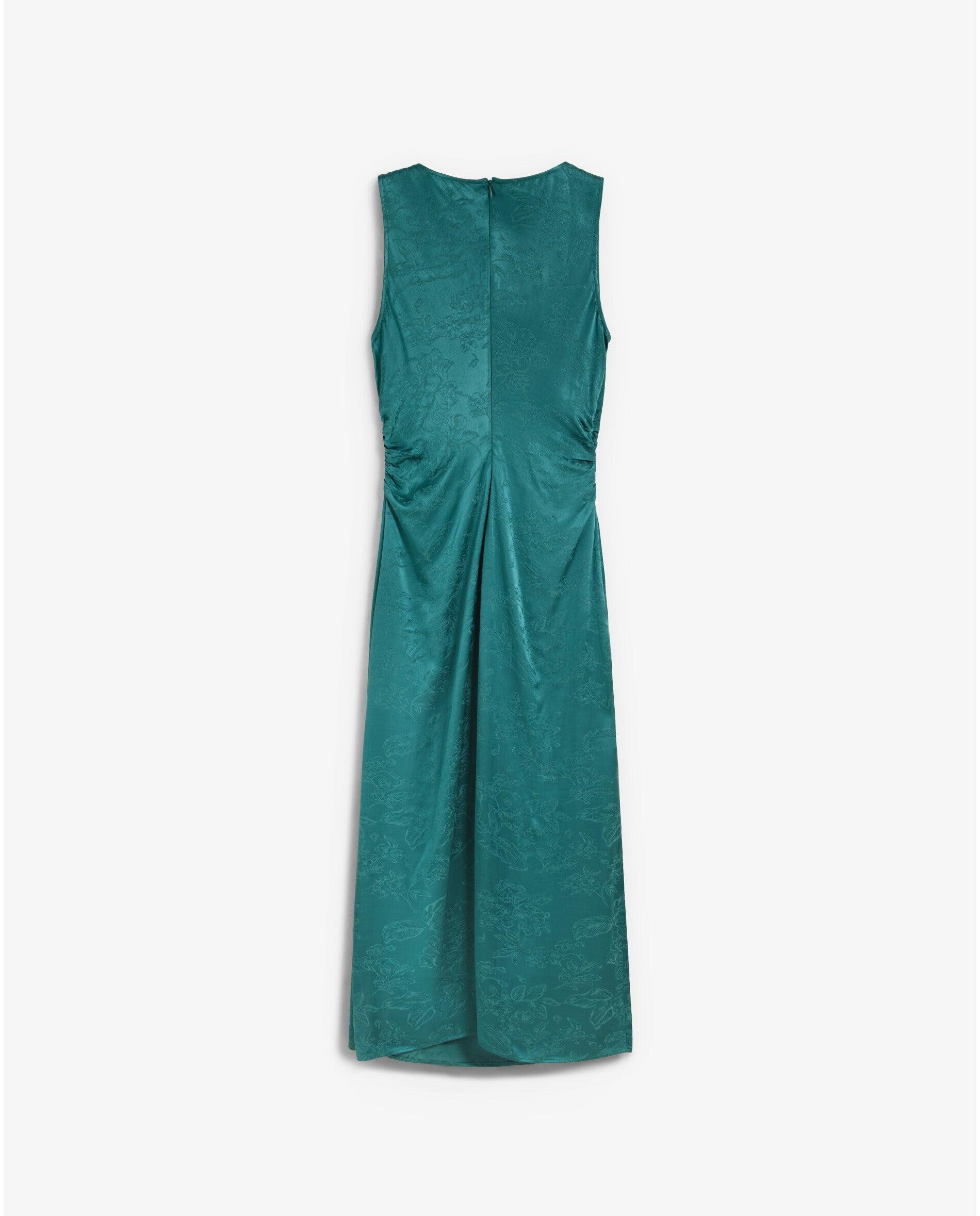 Vestido Midi em Tecido Jacquard com Renda Verde-5