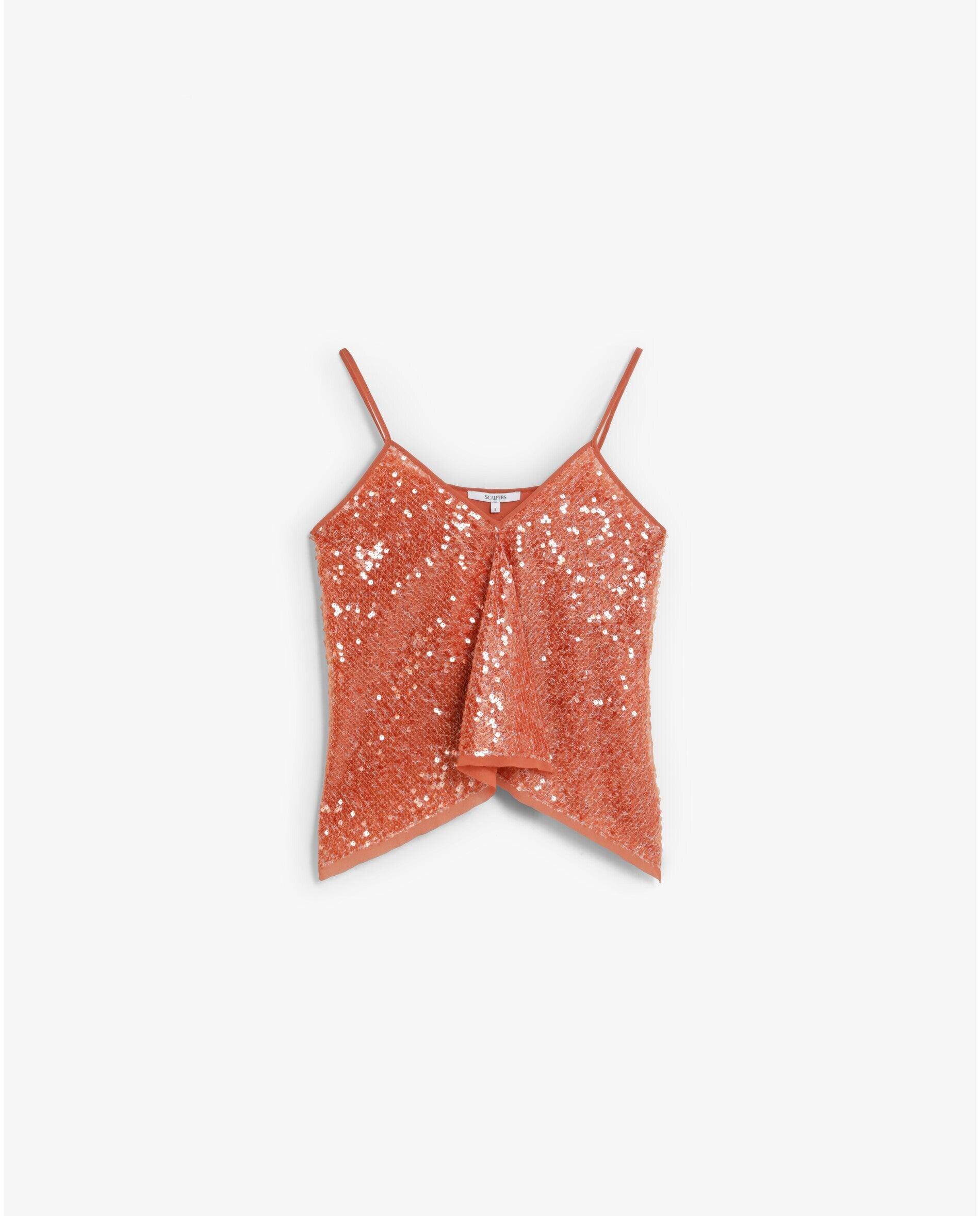Top de Alças com Lantejoulas Pêssego-6