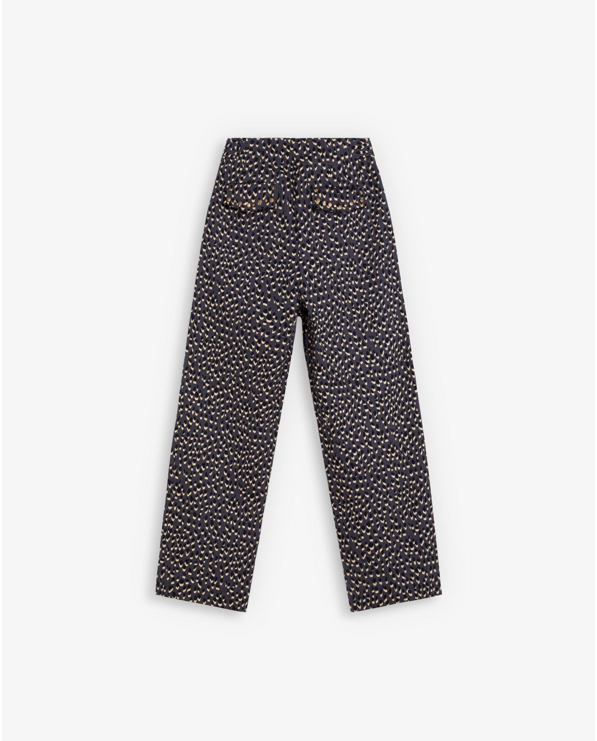 Calças com Corte a Direito Animal Print com Detalhe de Tachas Multicolor-2