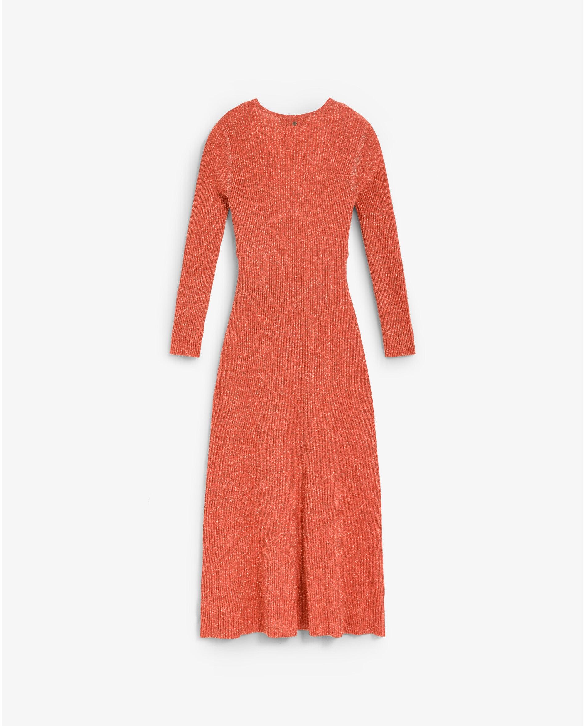 Vestido de Malha Midi com Lurex Laranja-2