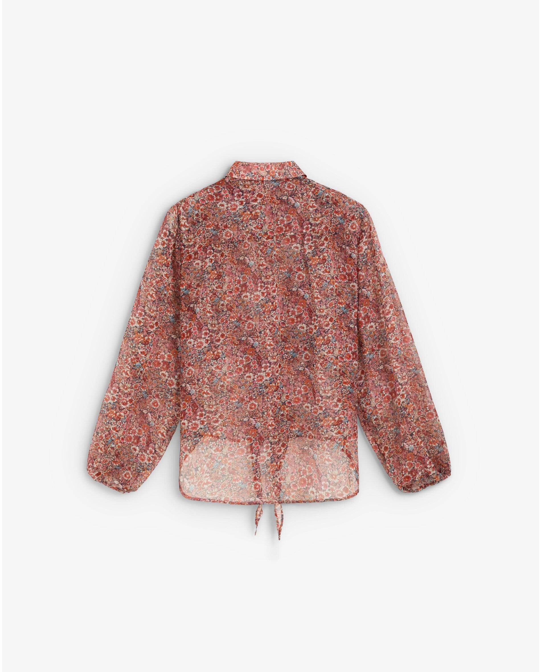 Camisa Estampada em Tecido Fluído Vermelho-2