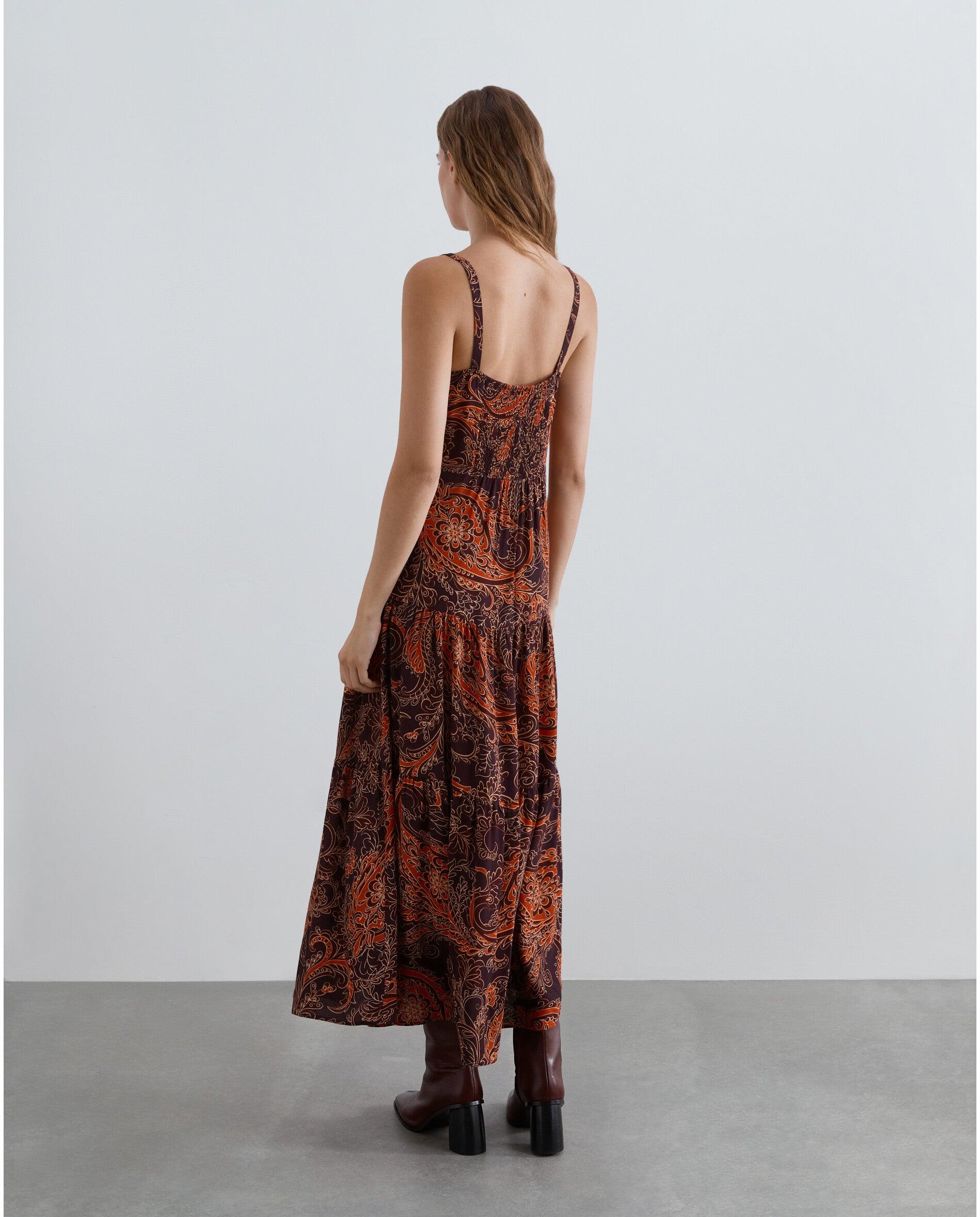 Vestido Midi de Alças com Estampado Paisley Multicolor-3