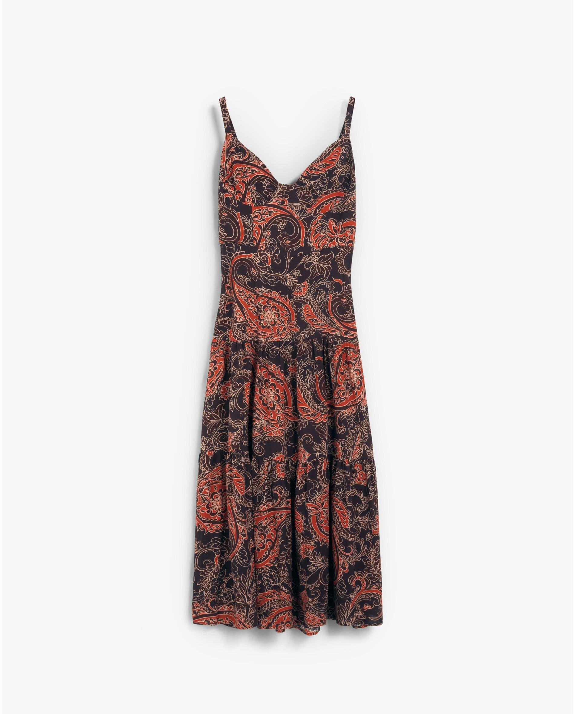 Vestido Midi de Alças com Estampado Paisley Multicolor-7