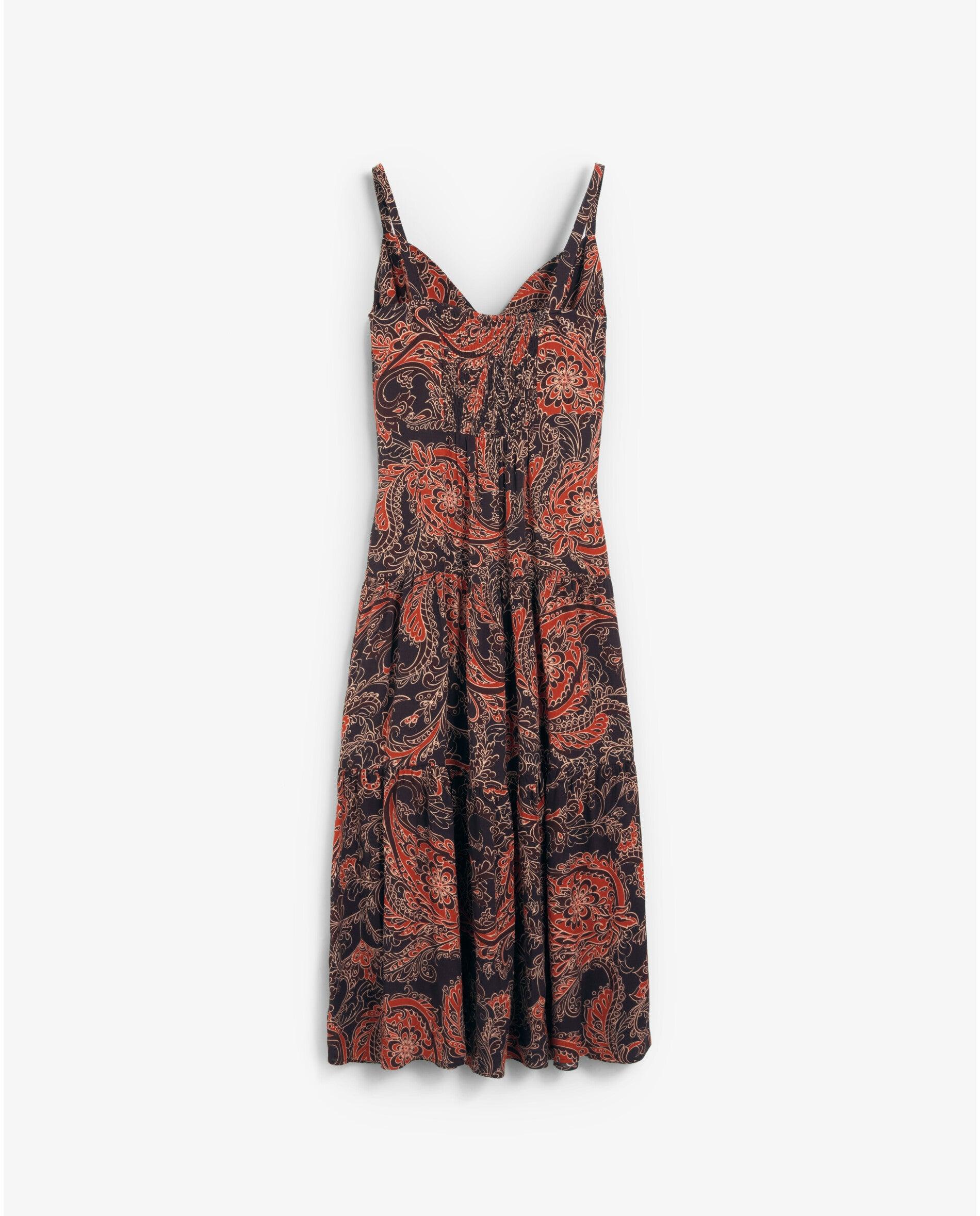 Vestido Midi de Alças com Estampado Paisley Multicolor-8