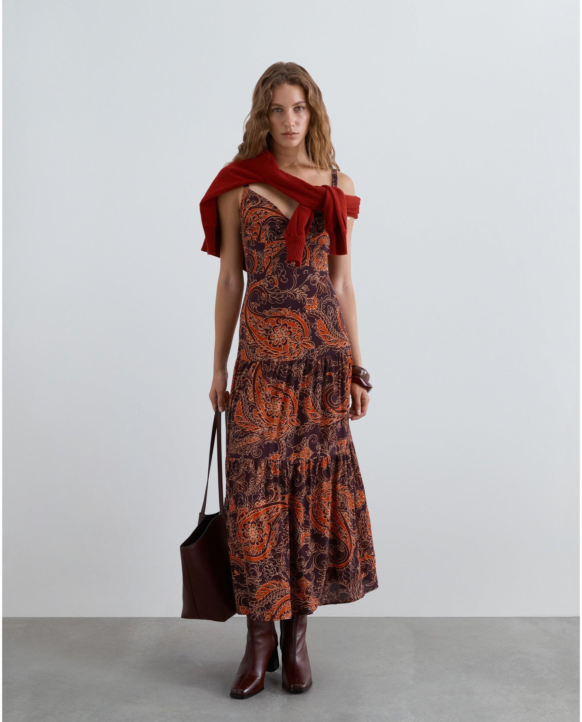 Imagem 0 de Vestido Midi de Alças com Estampado Paisley