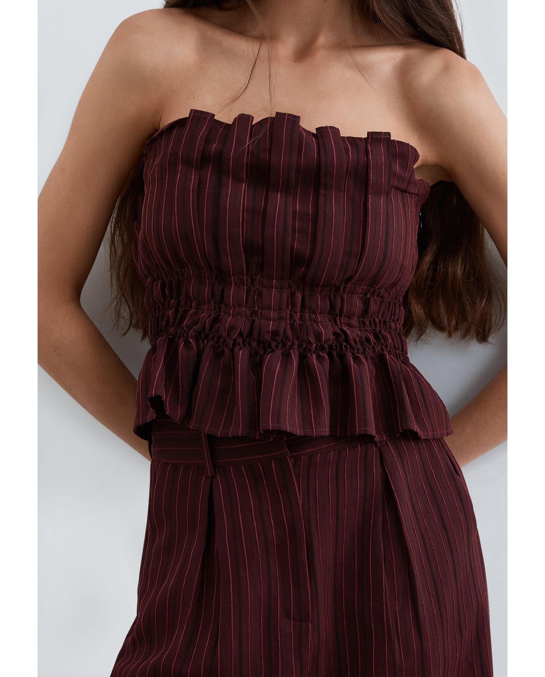 Top Franzido com Decote Palavra de Honra Bordeaux-5