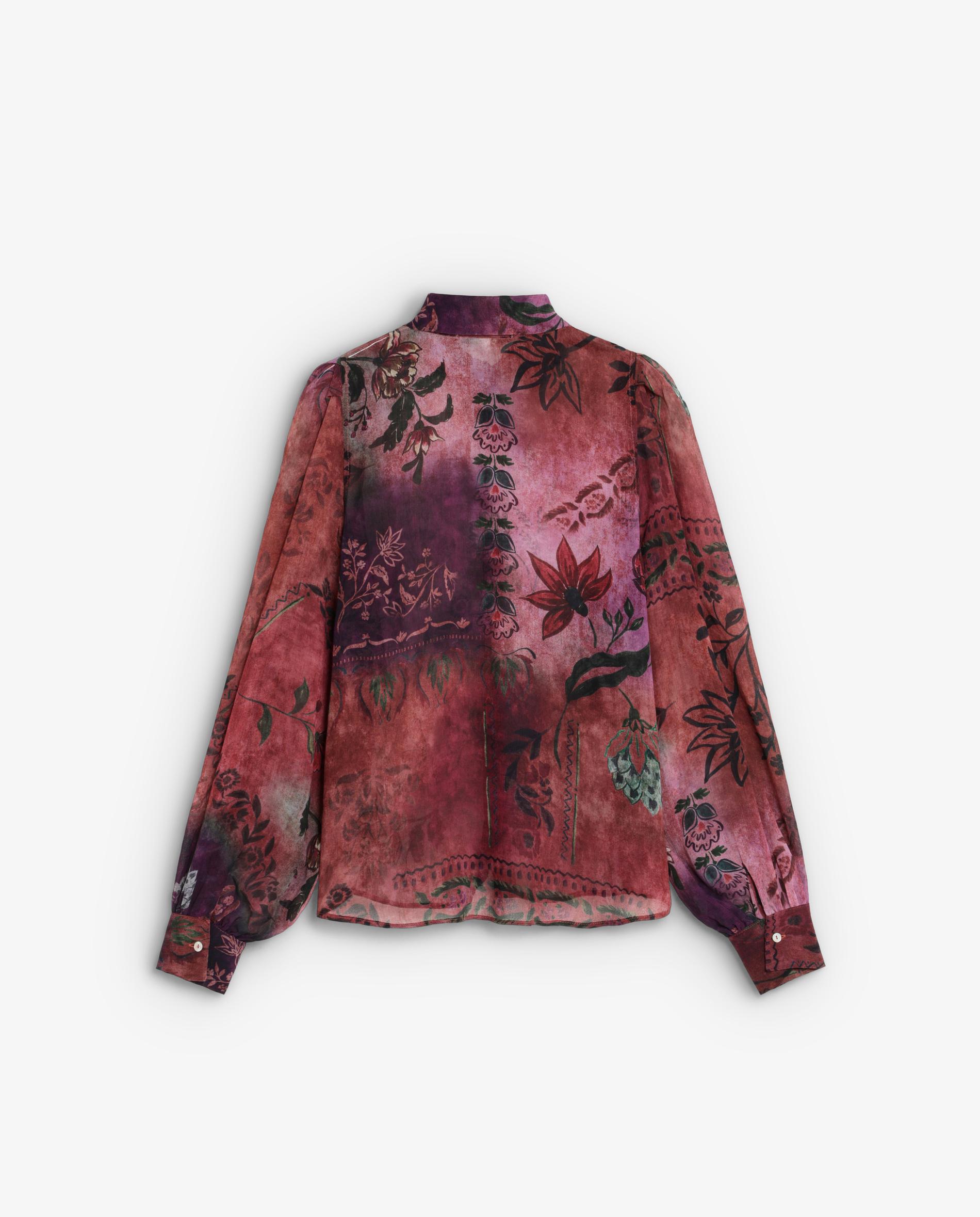 Camisa de Manga Comprida com Flores Roxo-2