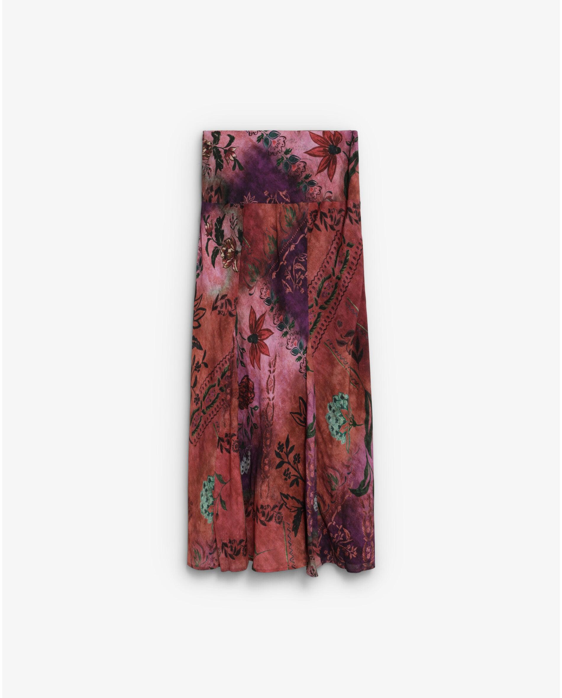Saia Comprida Estampada com Cós Largo Púrpura-2