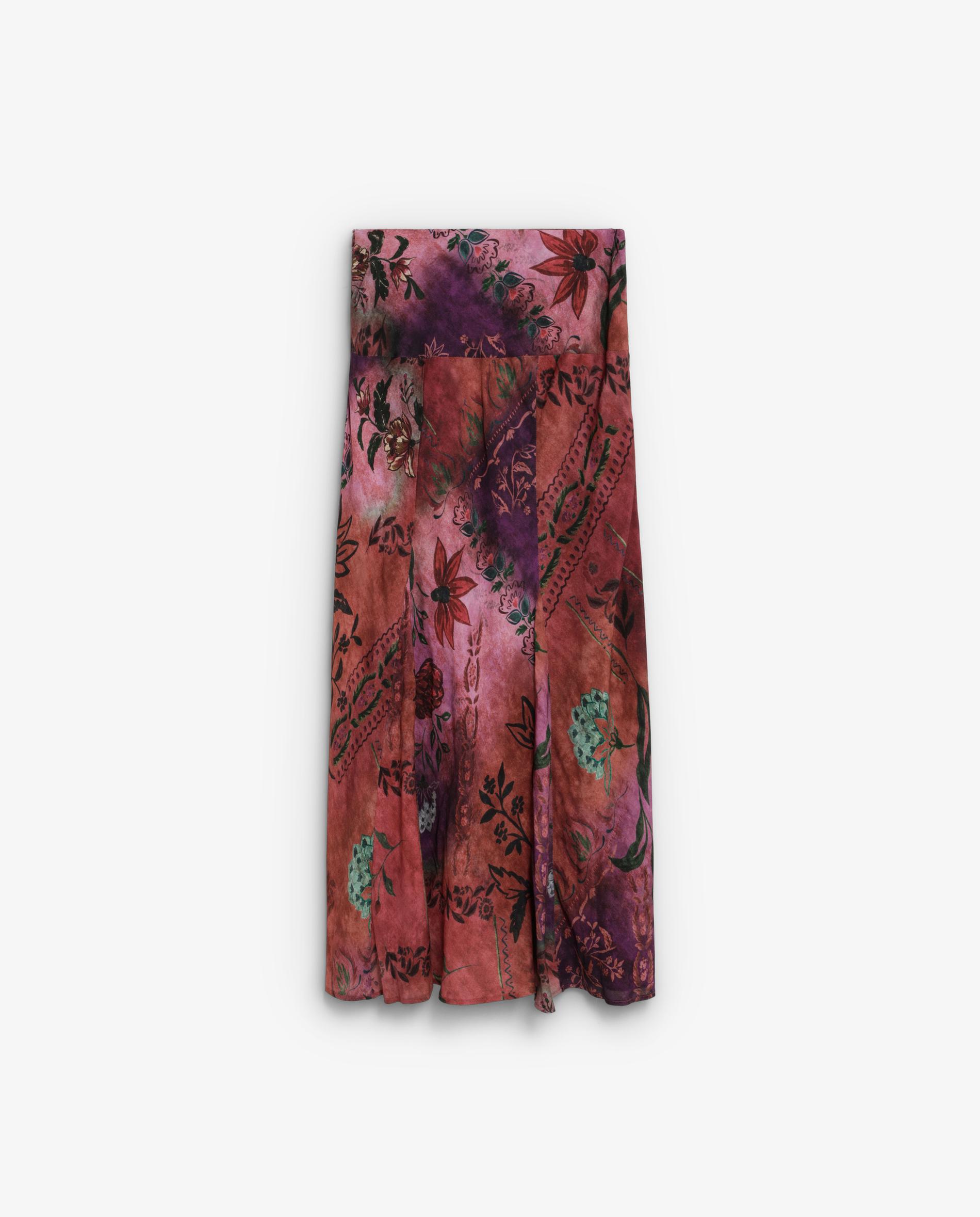 Saia Comprida Estampada com Cintura Larga Púrpura-6