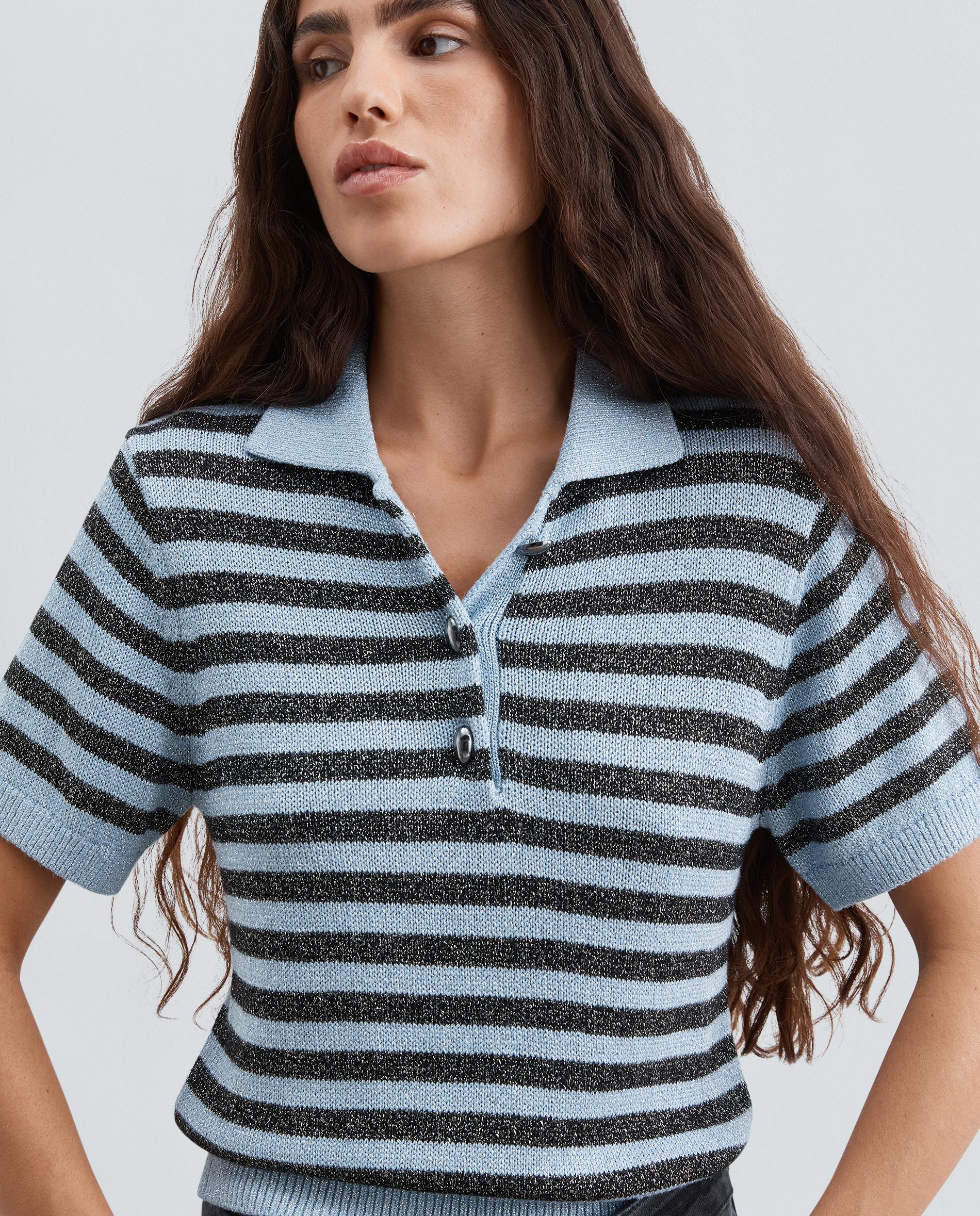 Imagem 0 de Camisola de Manga Curta Às Riscas com Gola Polo