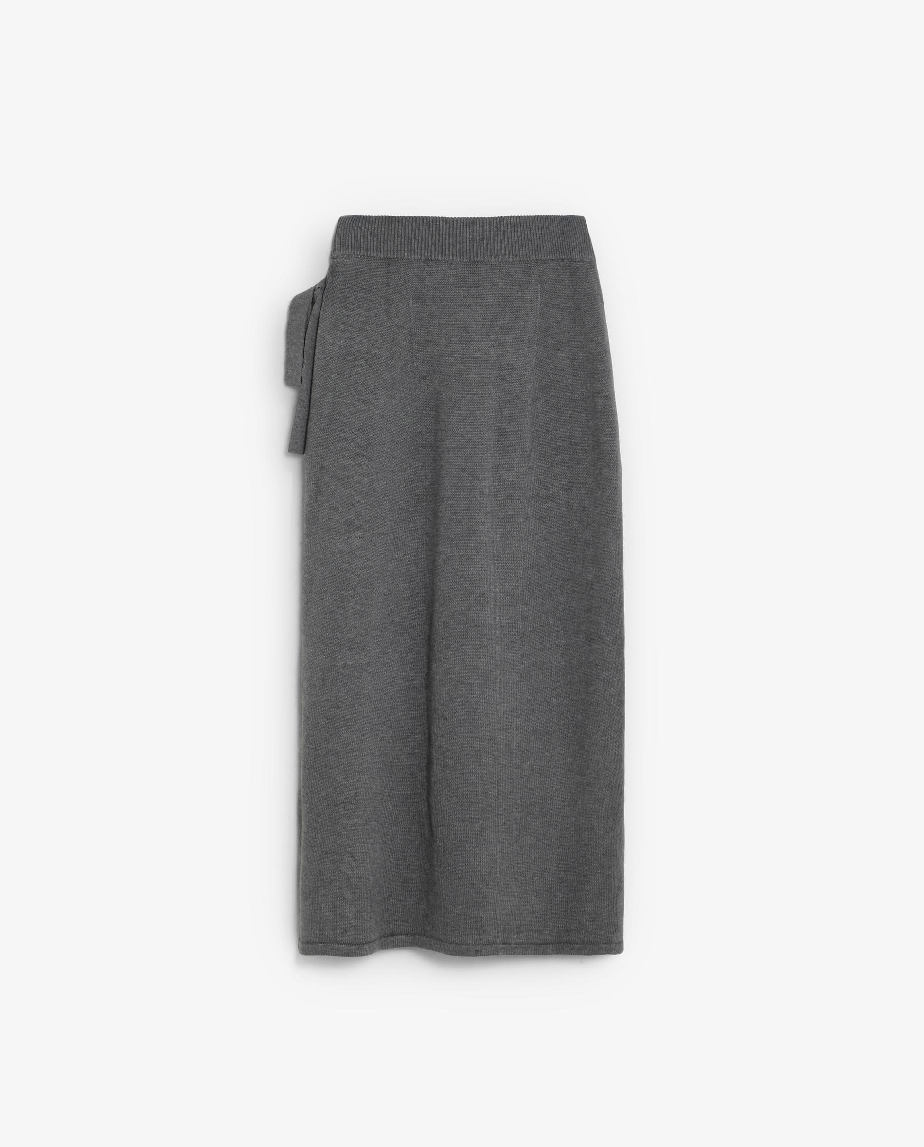 Saia de Malha Midi com Cintura Elástica Cinzento-escuro-2