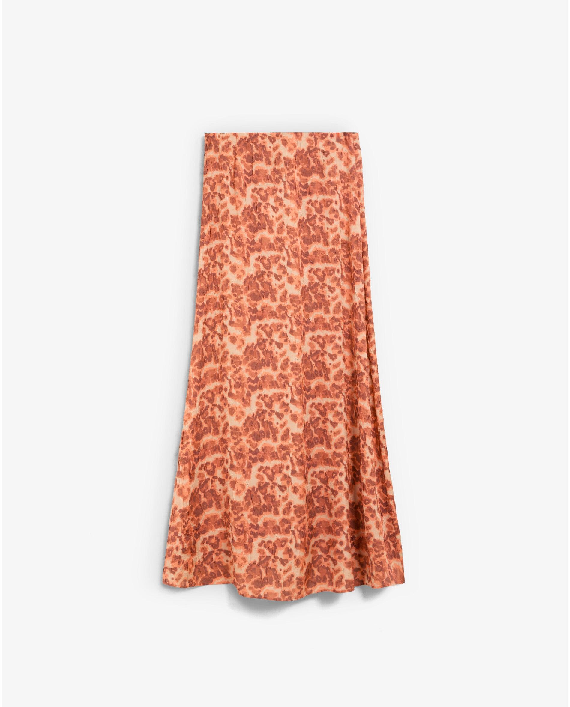 Saia Midi com Estampado Animal Laranja-2