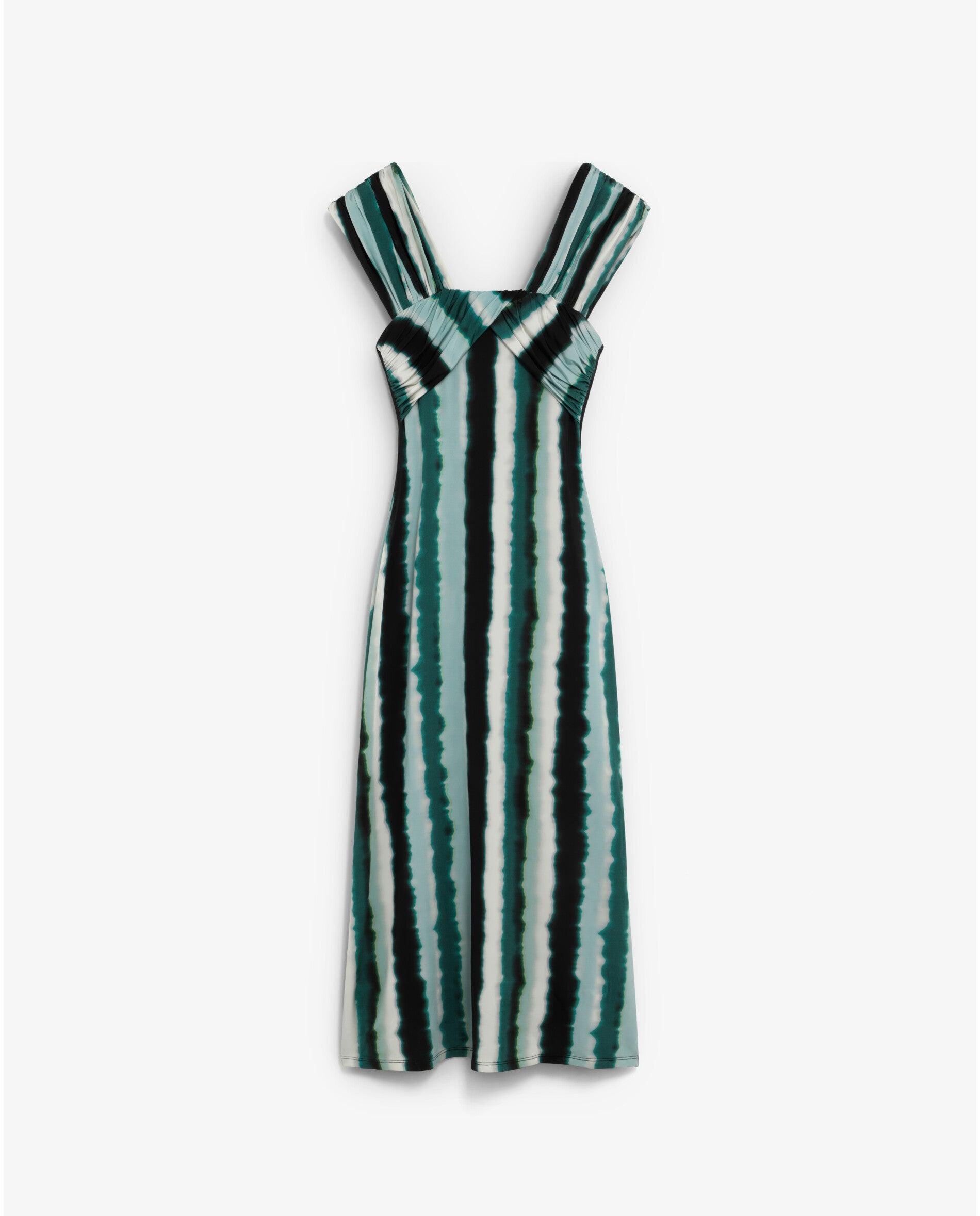 Imagem 0 de Vestido Midi de Alças com Estampado Às Riscas