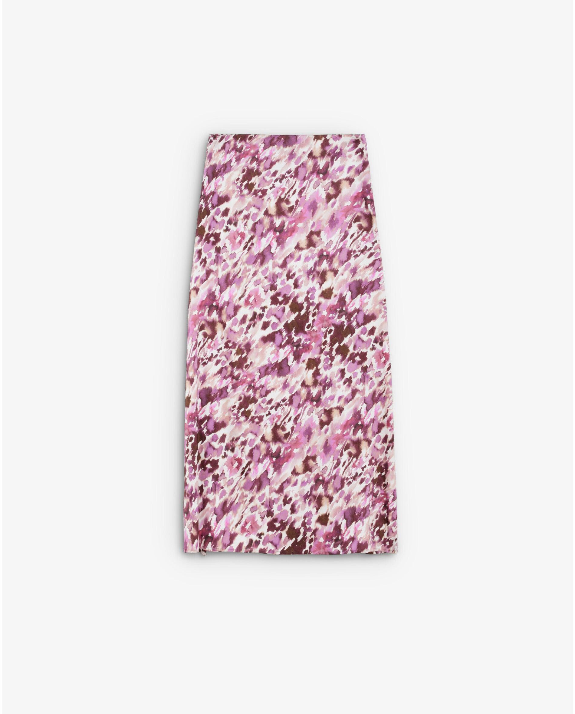 Saia Midi Estampada em Tecido Acetinado Rosa-4