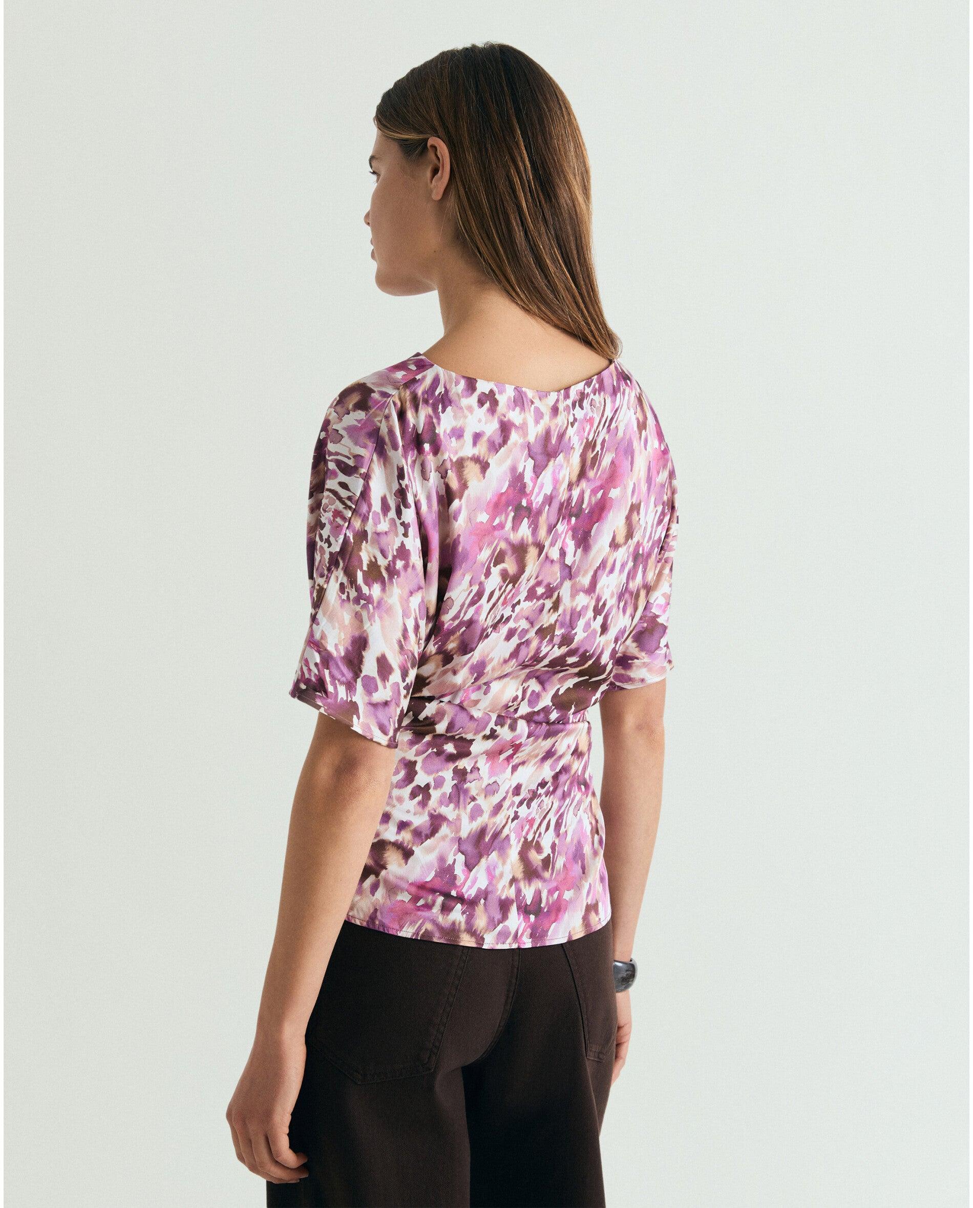 Top Estampado em Tecido Acetinado Rosa-2