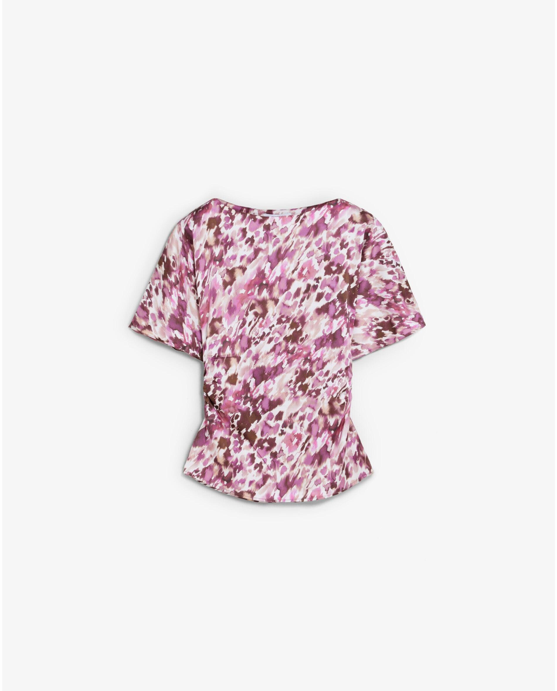 Top Estampado em Tecido Acetinado Rosa-4