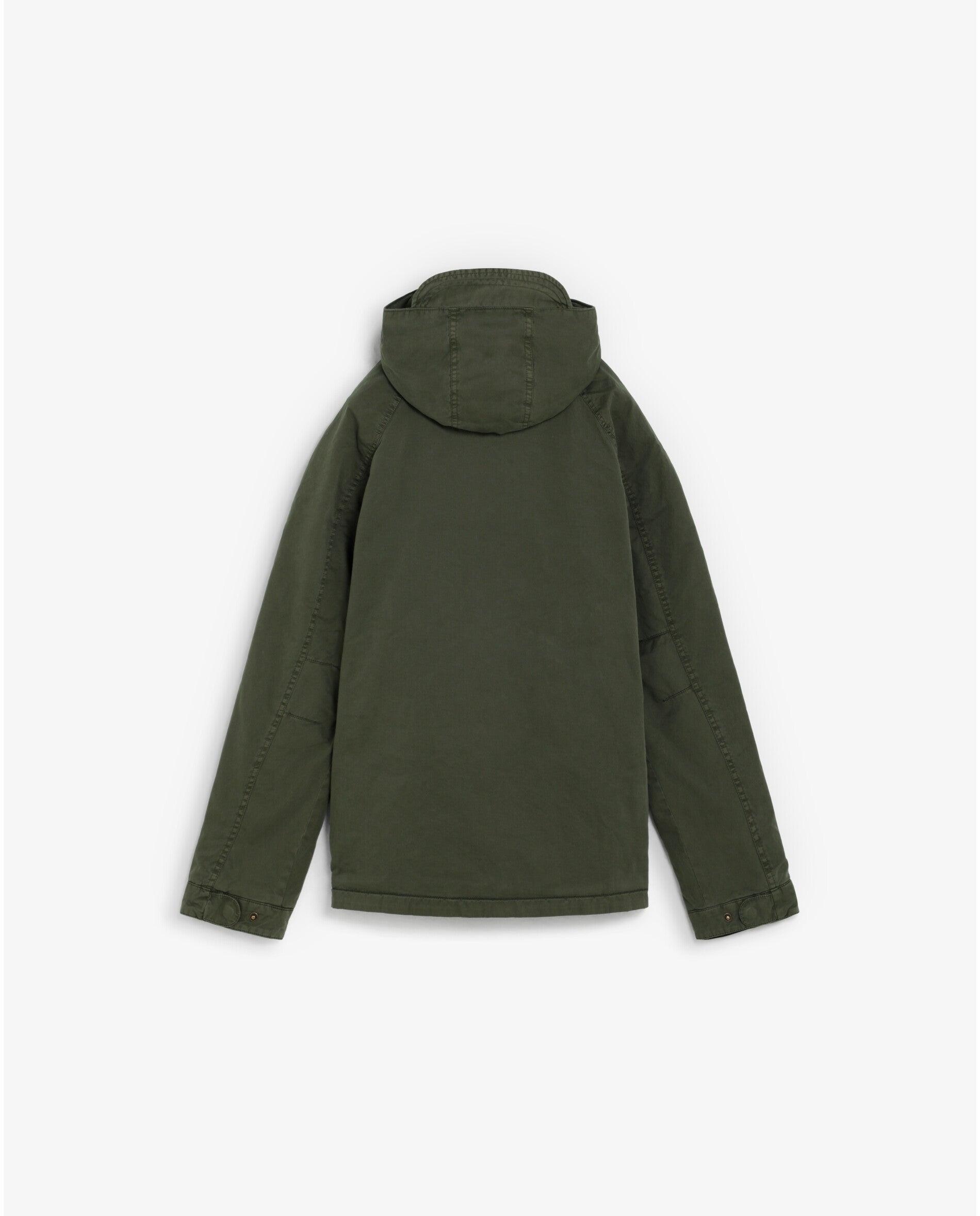 Casaco Efeito Lavagem com Capuz Verde-militar-2