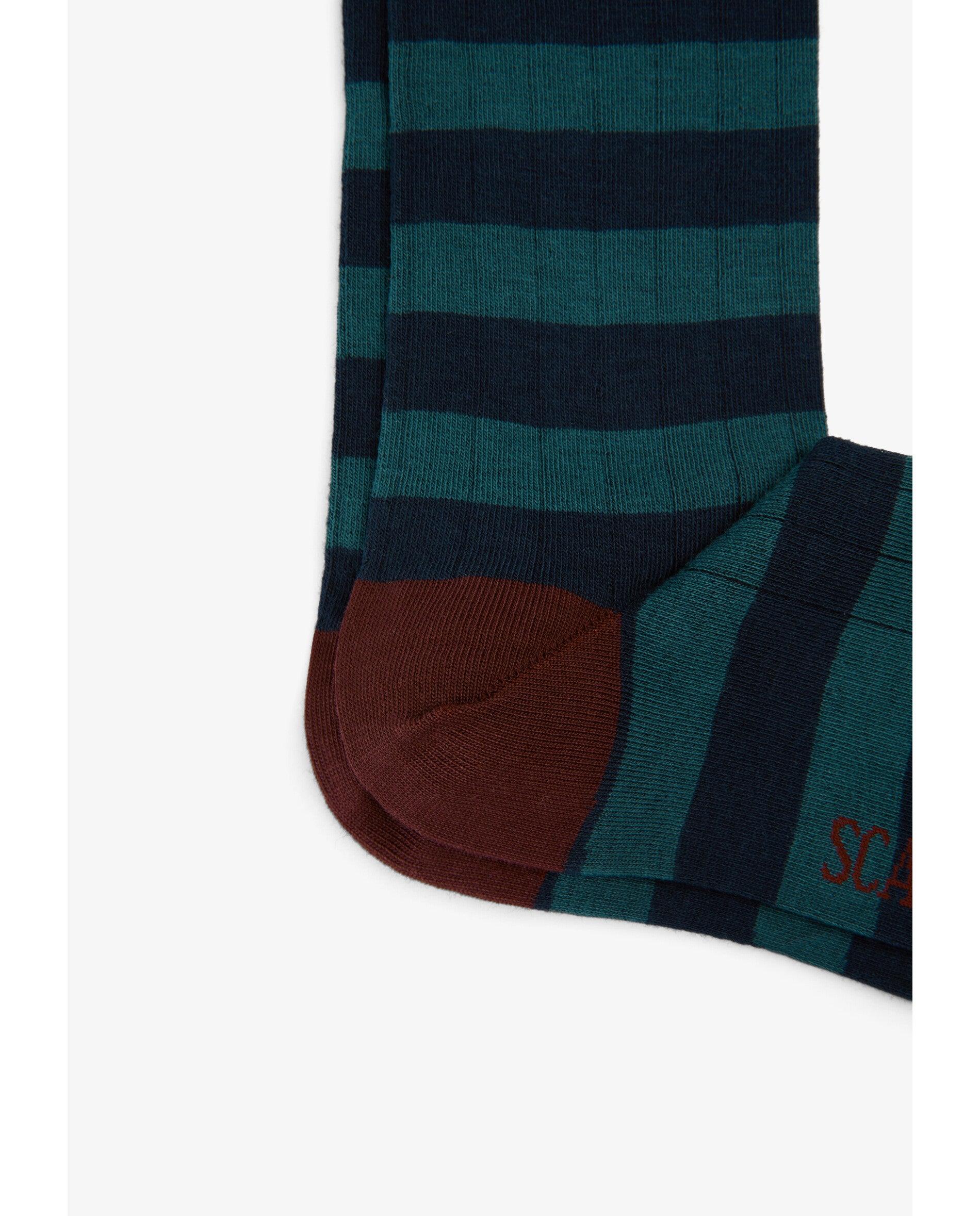 Meias Altas de Cano Alto com Estampado Às Riscas Navy-3