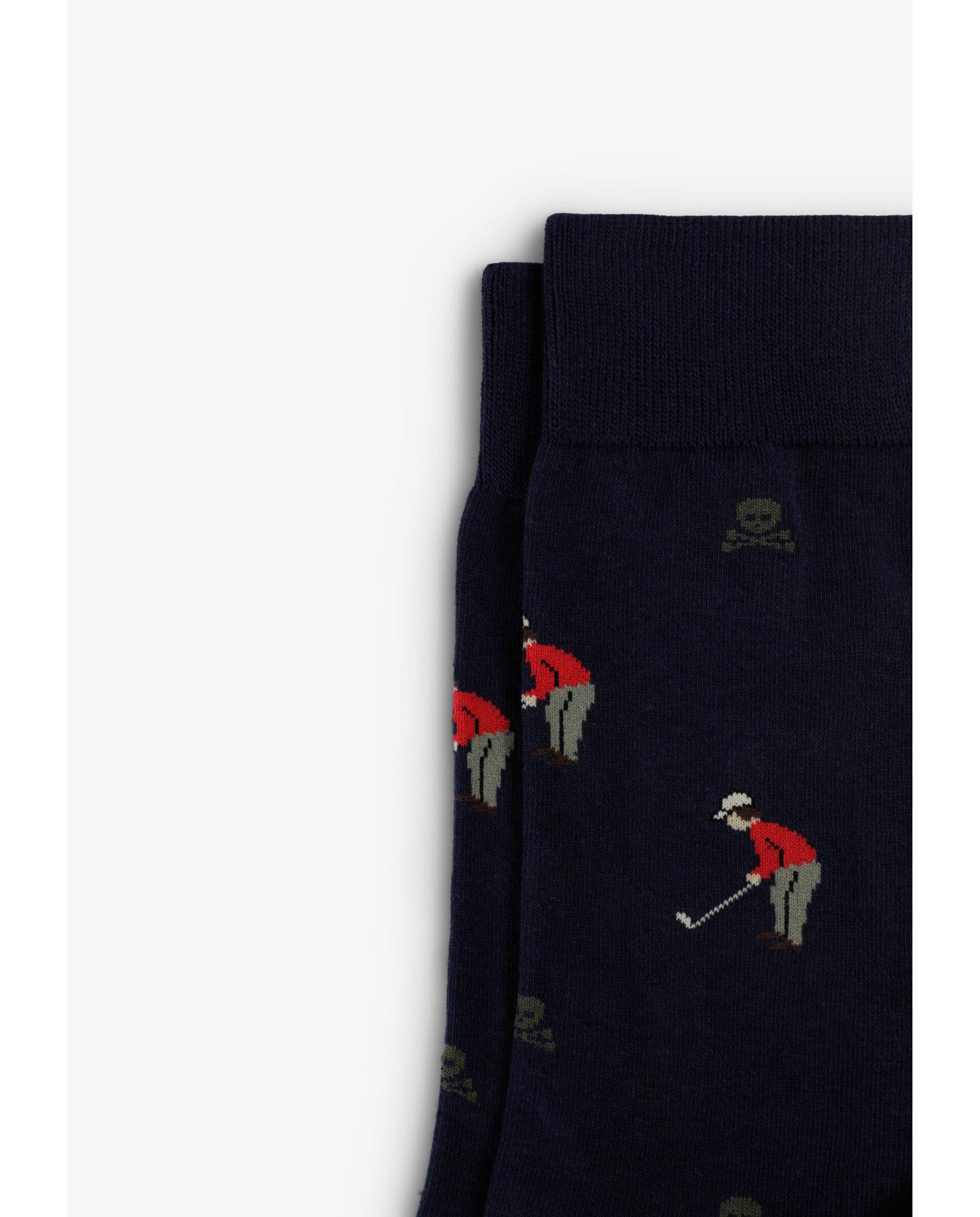 Meias Estampadas de Cano Médio Navy-2