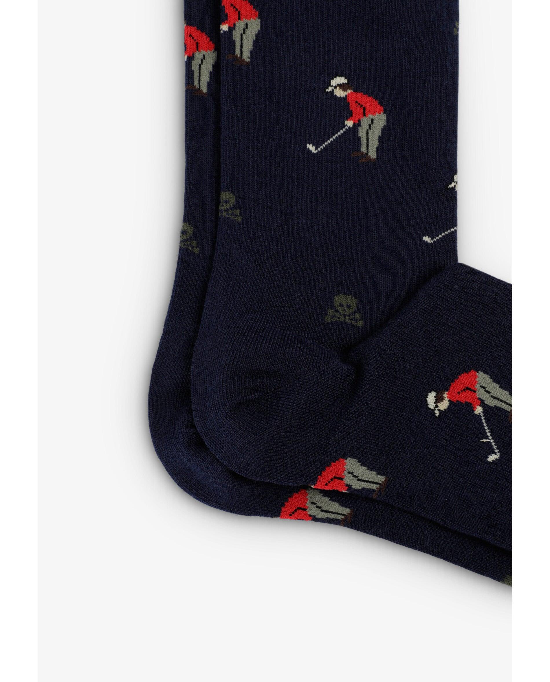 Meias Estampadas de Cano Médio Navy-3