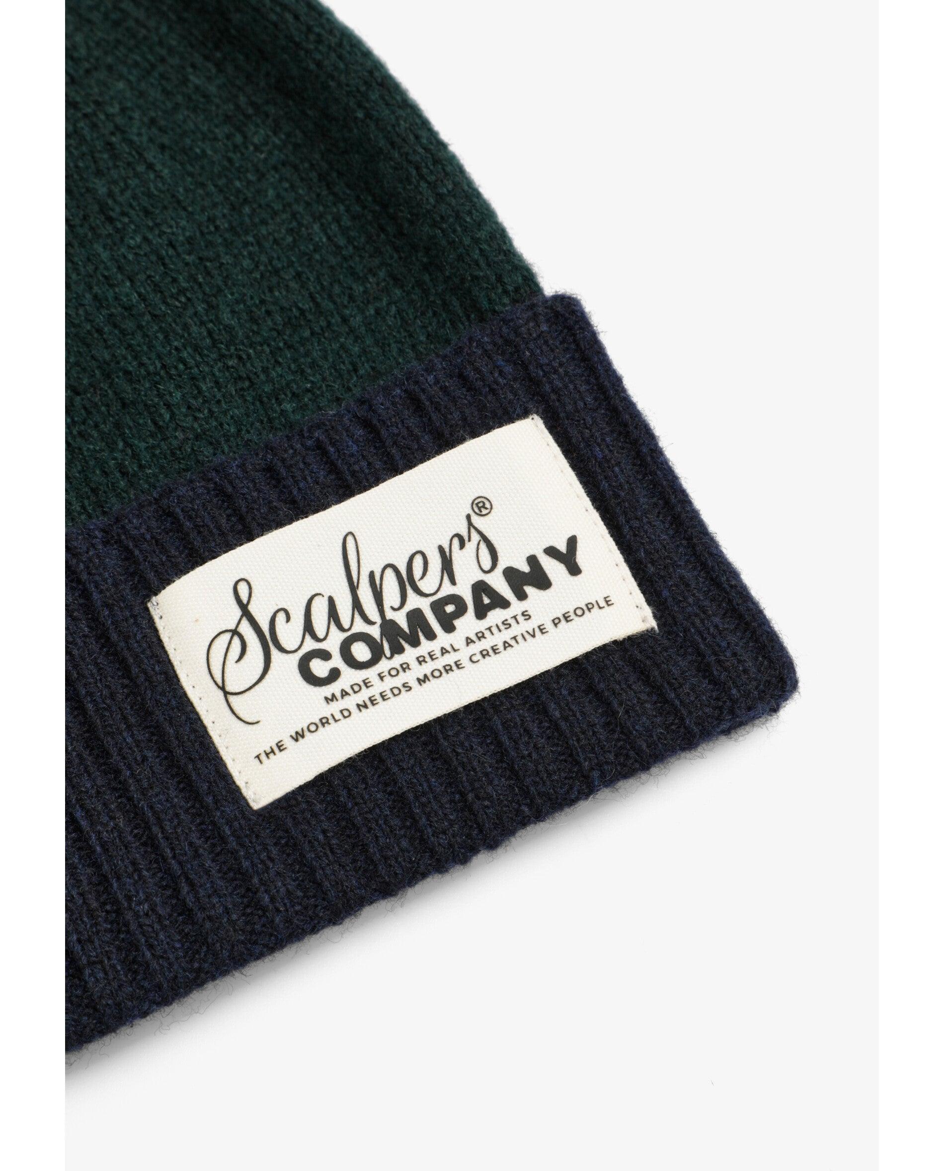 Chapéu Infantil de Malha Tipo Beanie Azul-marinho / Verde-3