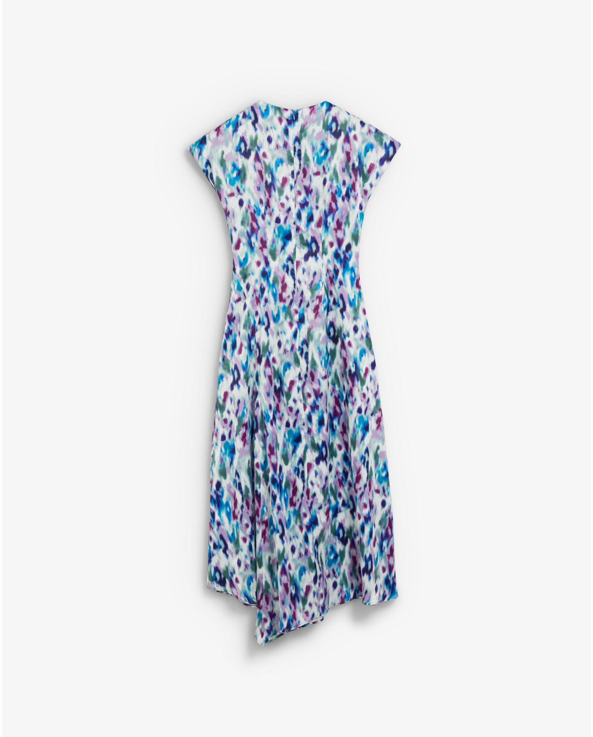 Vestido Midi em Cetim Estampado Multicolor-2