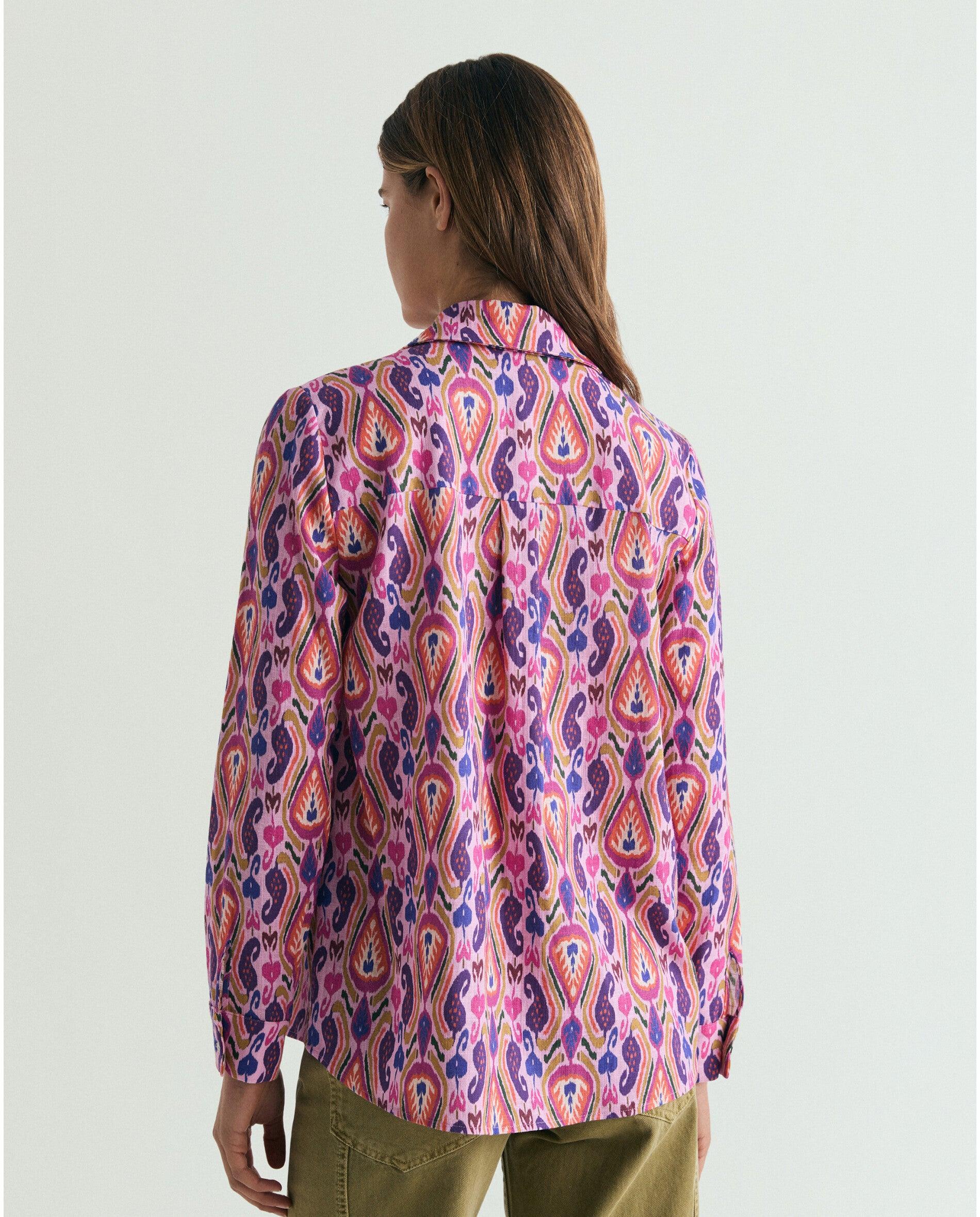 Camisa Estampada em Tecido Fluido Rosa-2
