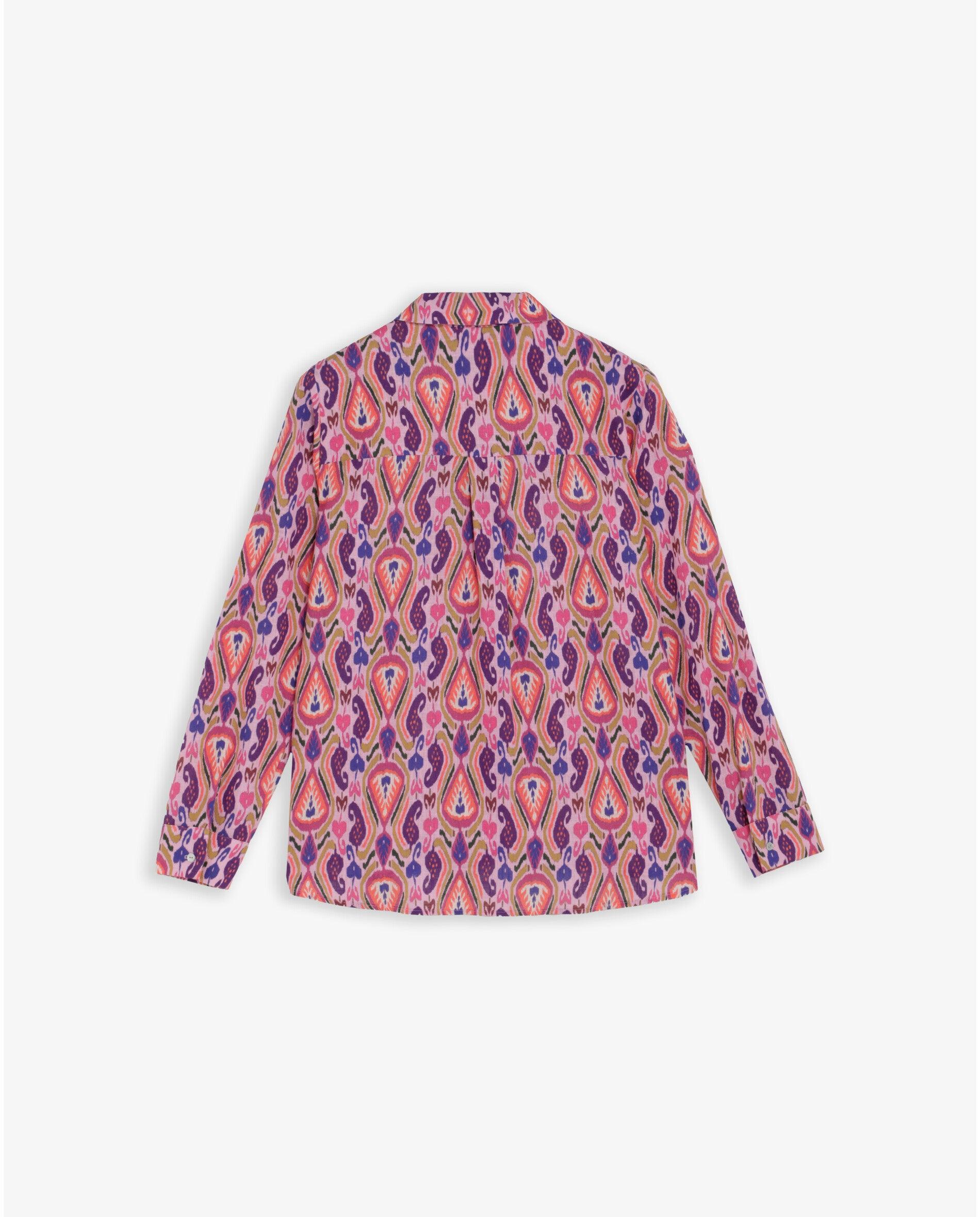 Camisa Estampada em Tecido Fluido Rosa-5