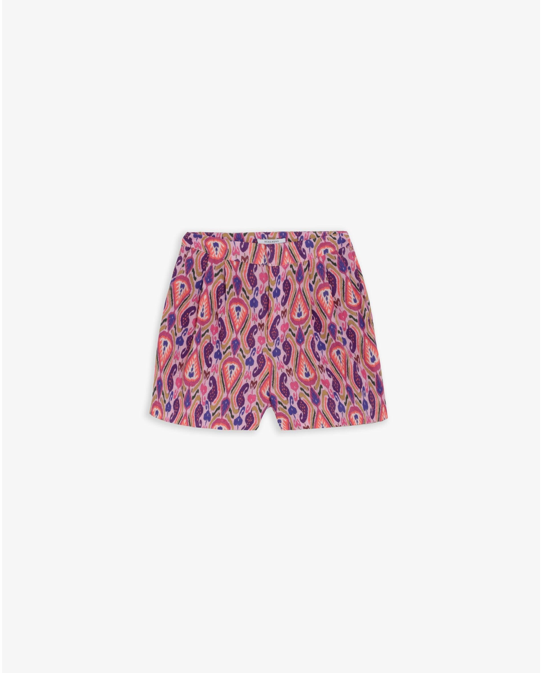 Short Regular Fit em Tecido Estampado Rosa-4