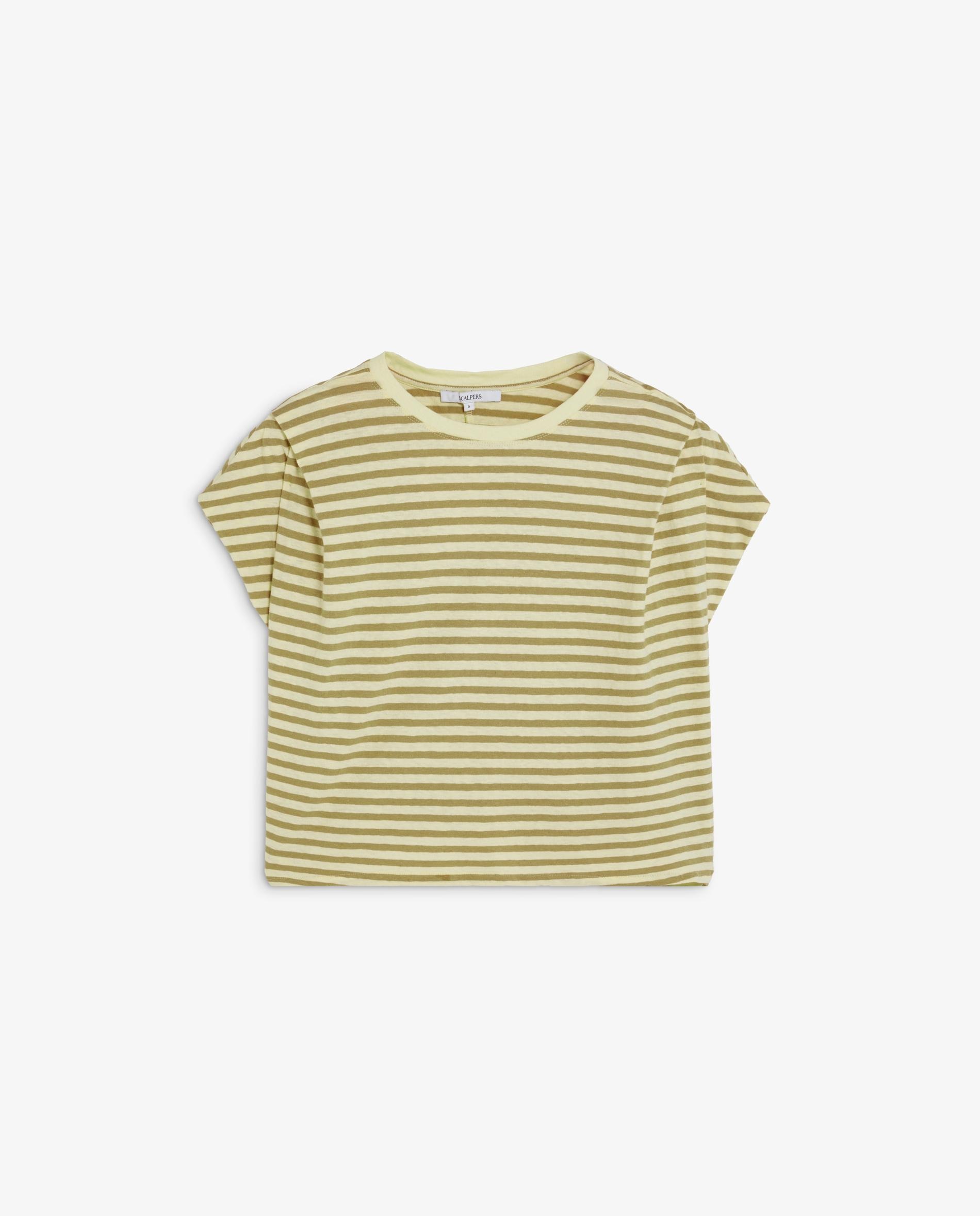 T-shirt Às Riscas com Pregas nos Ombros Lima-4