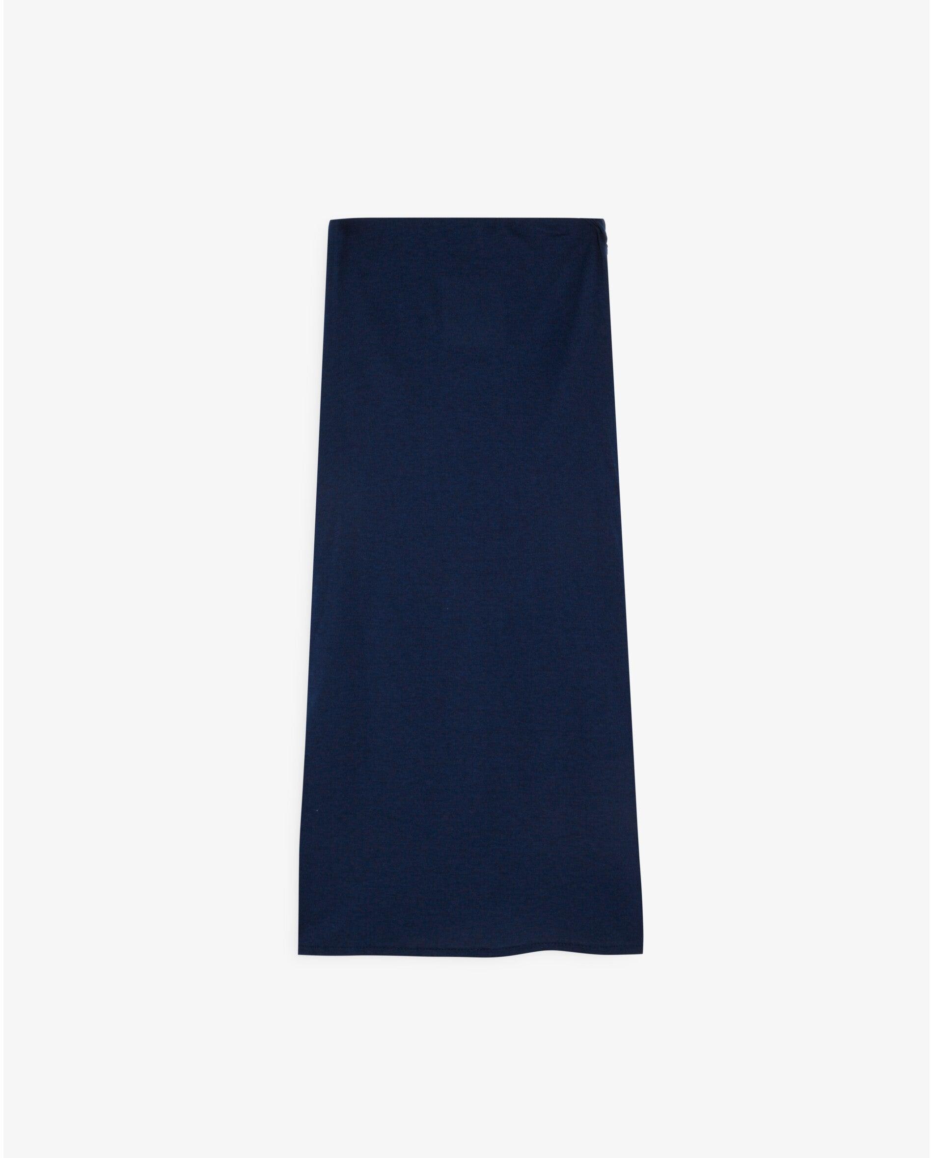 Saia Midi com Drapeado Lateral Navy-5